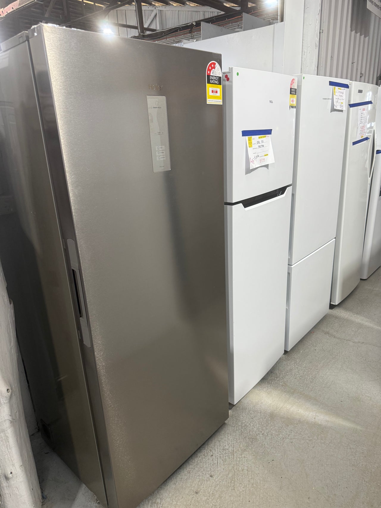 Factory second Haier 386L Vertical Frost Free Freezer Stainless Steel HVF430VS - Second Hand Appliances Geebung