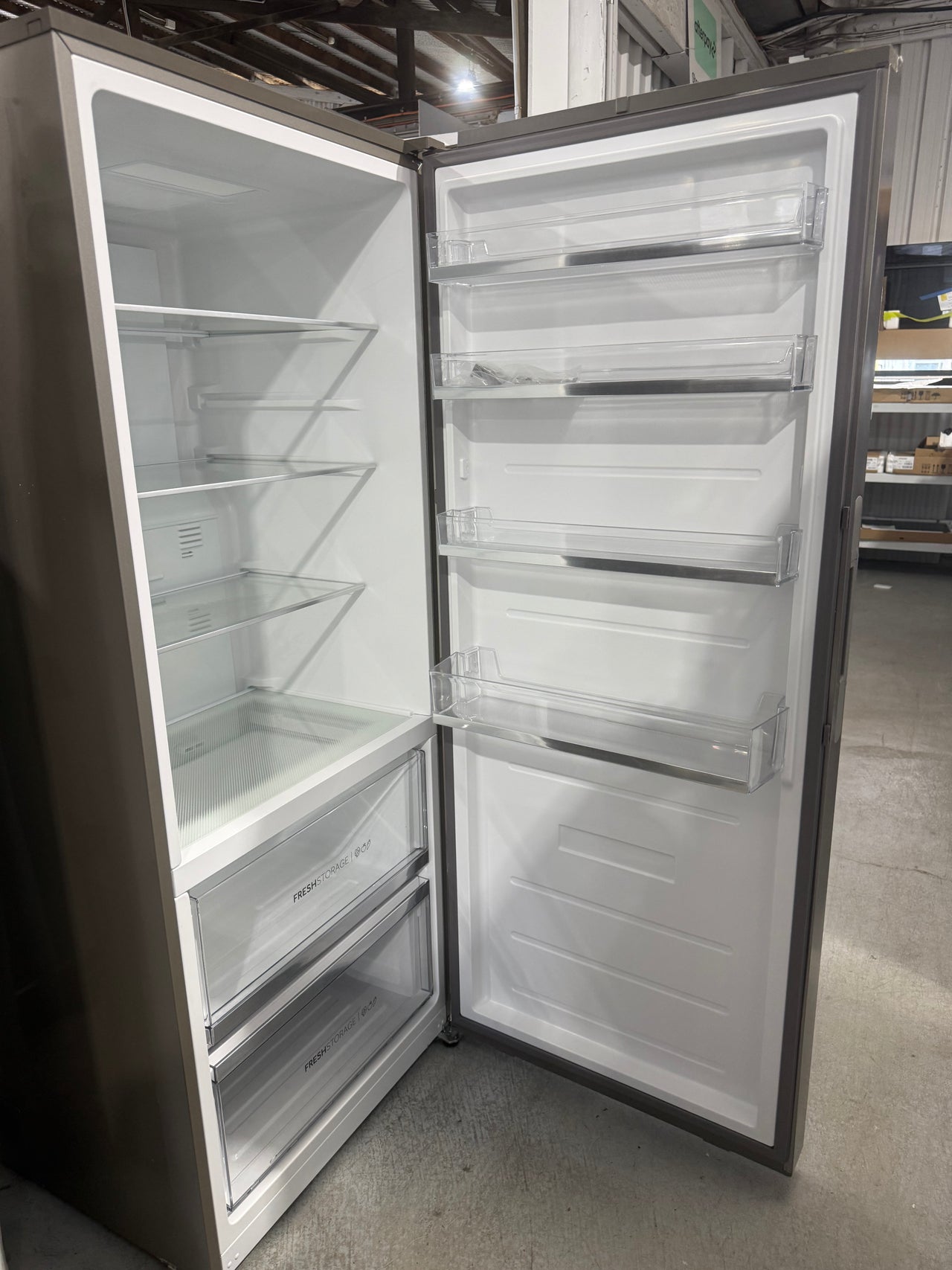 Factory second Haier 386L Vertical Frost Free Freezer Stainless Steel HVF430VS - Second Hand Appliances Geebung