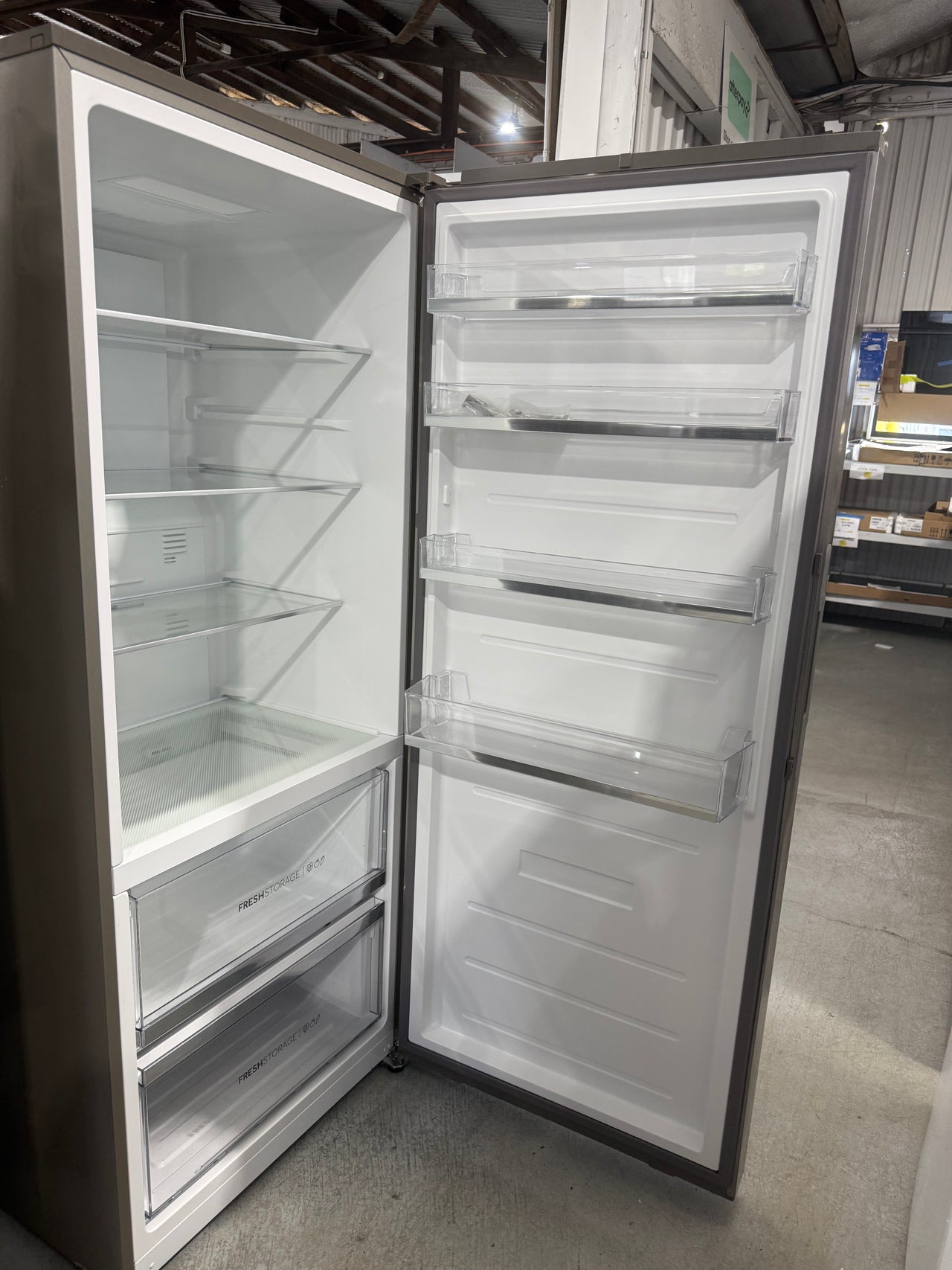 Factory second Haier 386L Vertical Frost Free Freezer Stainless Steel HVF430VS - Second Hand Appliances Geebung