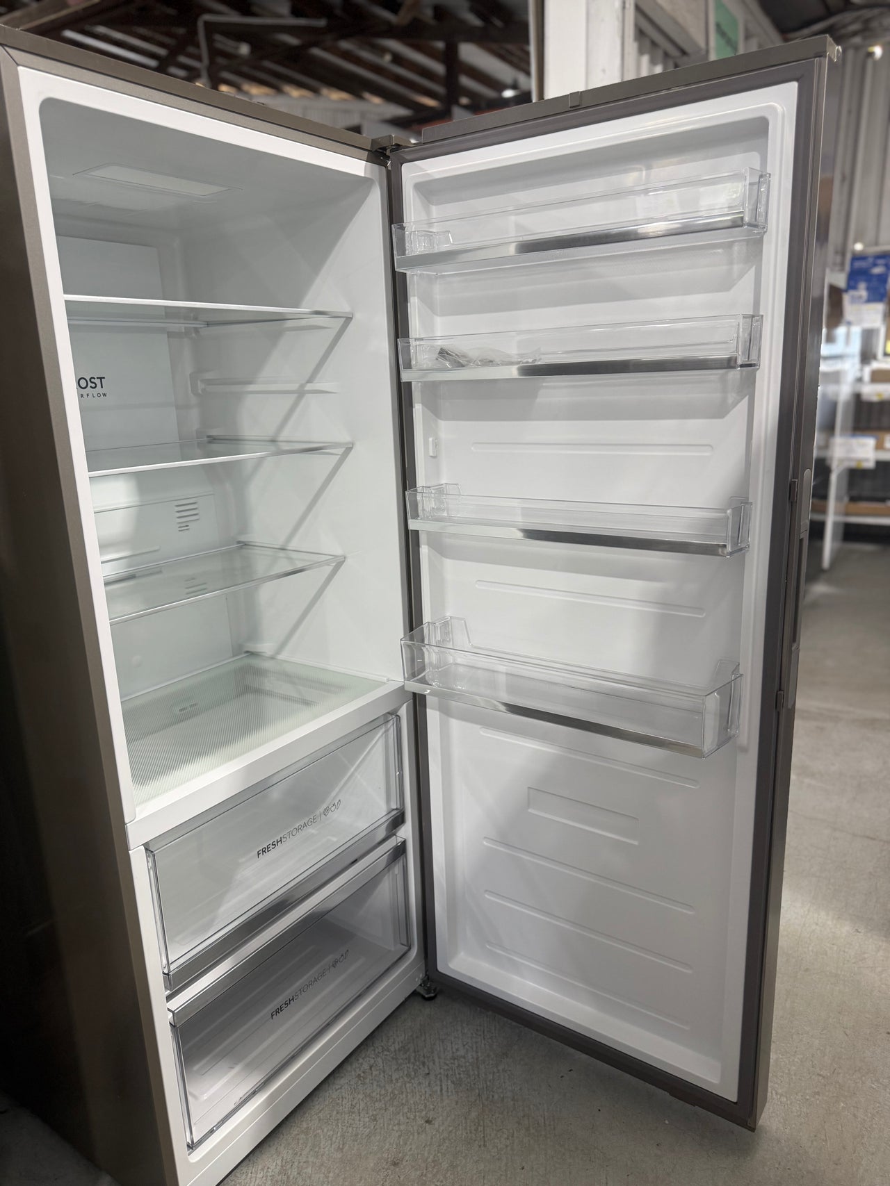 Factory second Haier 386L Vertical Frost Free Freezer Stainless Steel HVF430VS - Second Hand Appliances Geebung