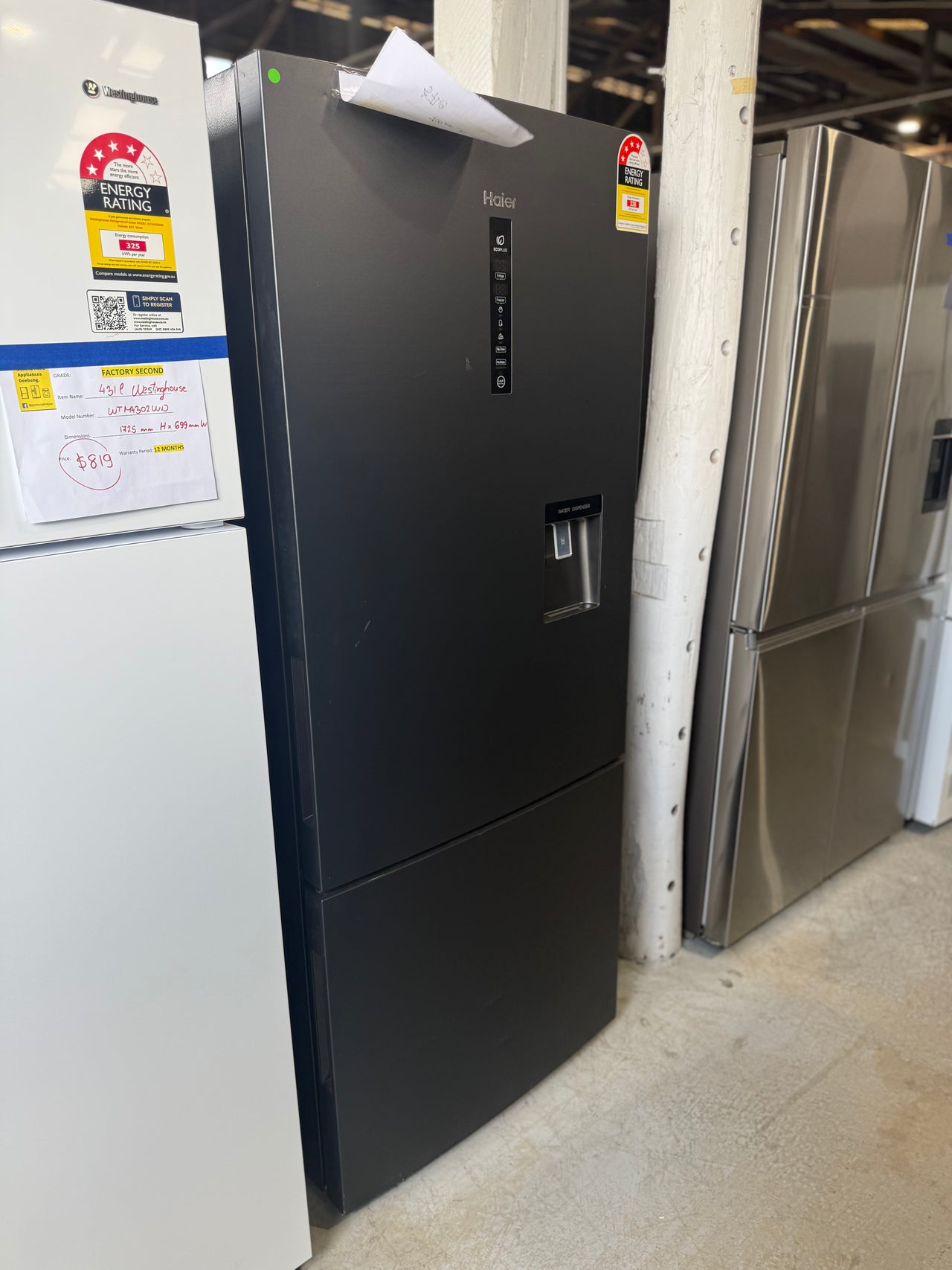 Factory second Haier 416L Bottom Mount Frost Free Fridge HRF450BHC2 - Second Hand Appliances Geebung