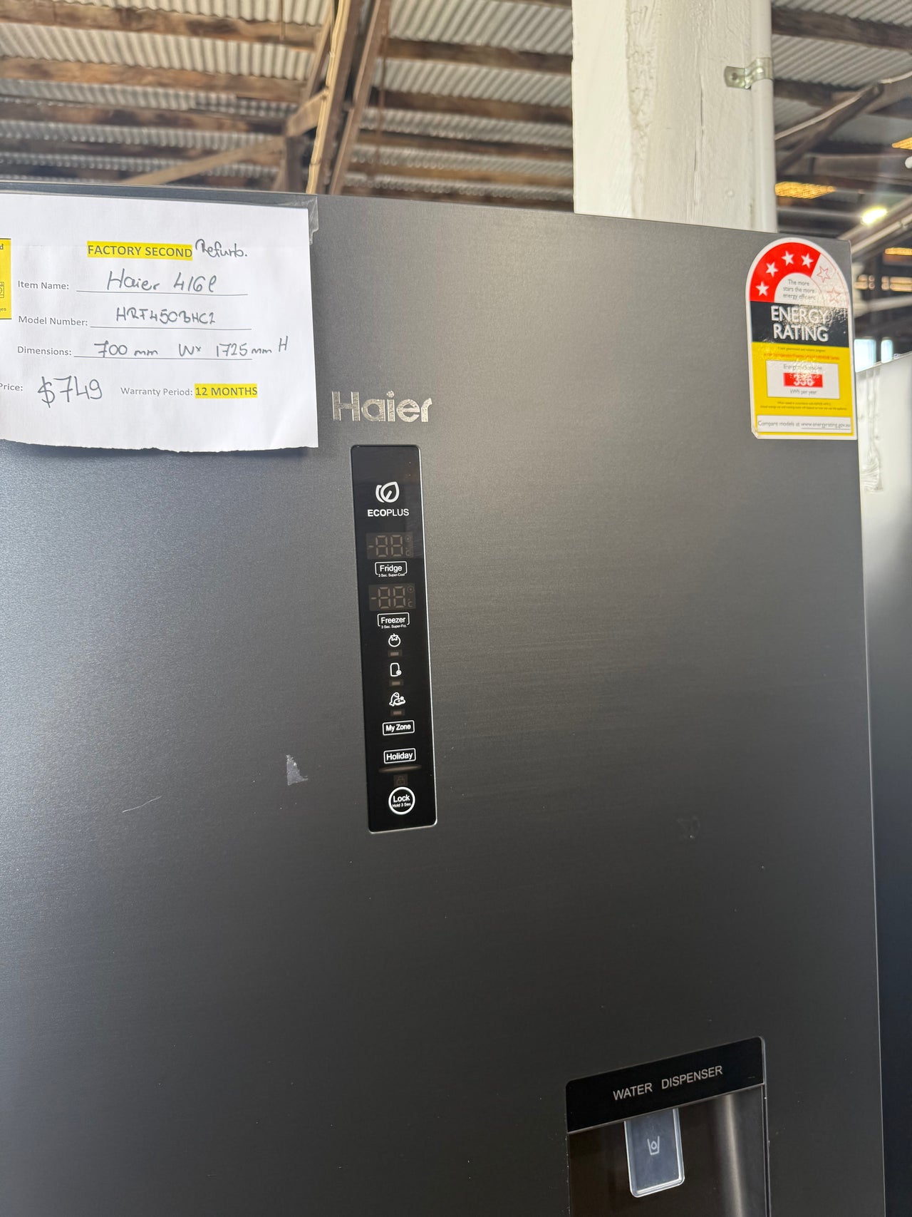 Factory second Haier 416L Bottom Mount Frost Free Fridge HRF450BHC2 - Second Hand Appliances Geebung