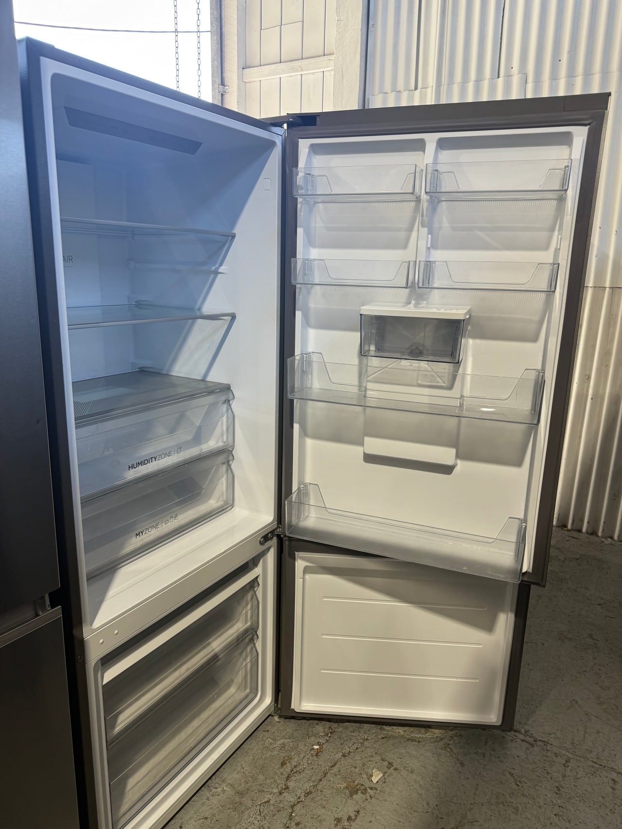 Factory second Haier 433L Bottom Mount Fridge with Water Dispenser - Satina Model: HRF420BHS - Second Hand Appliances Geebung