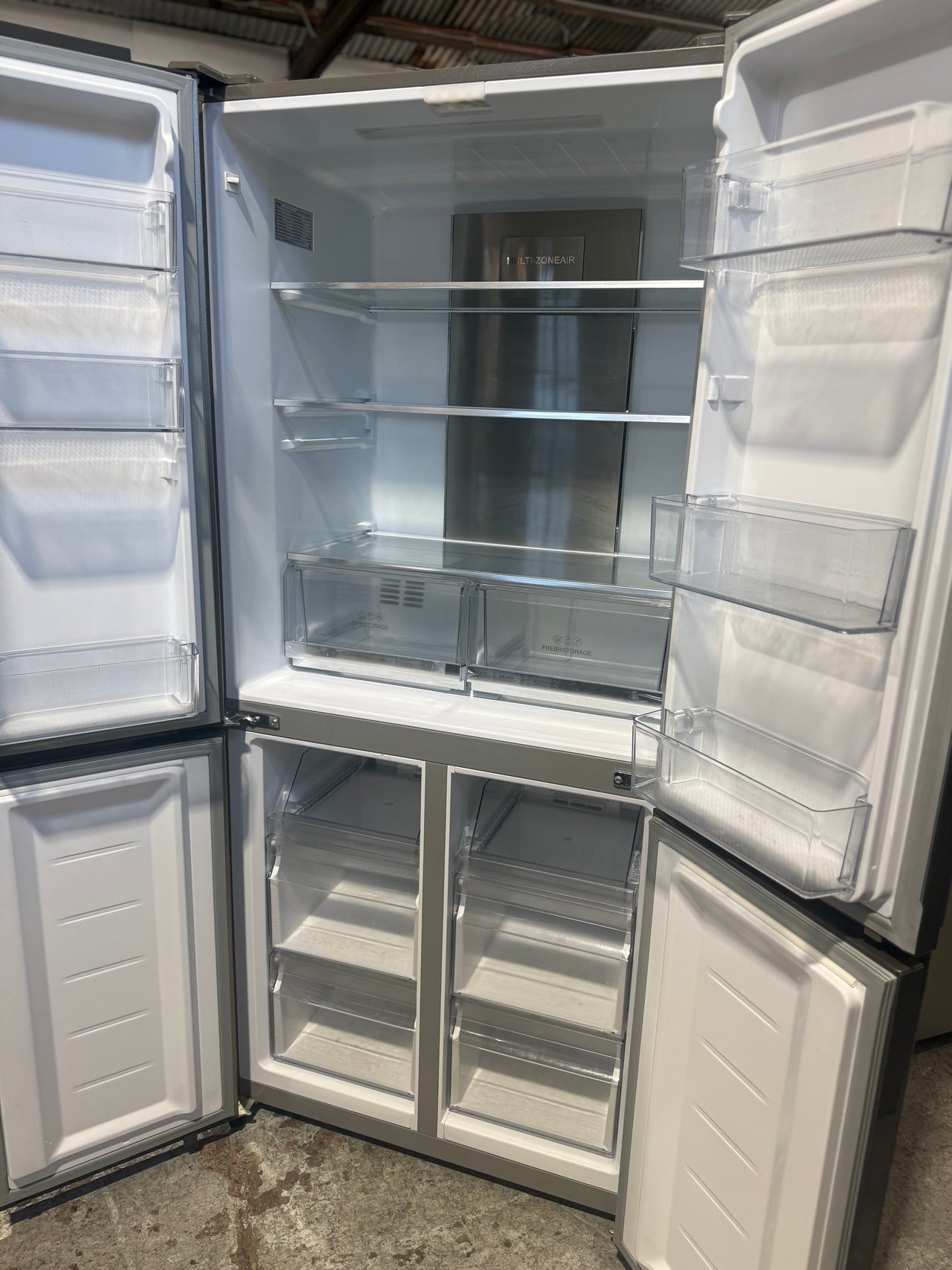 Factory second Haier 463L Quad Door Refrigerator – Satina (HRF516YS) - Second Hand Appliances Geebung