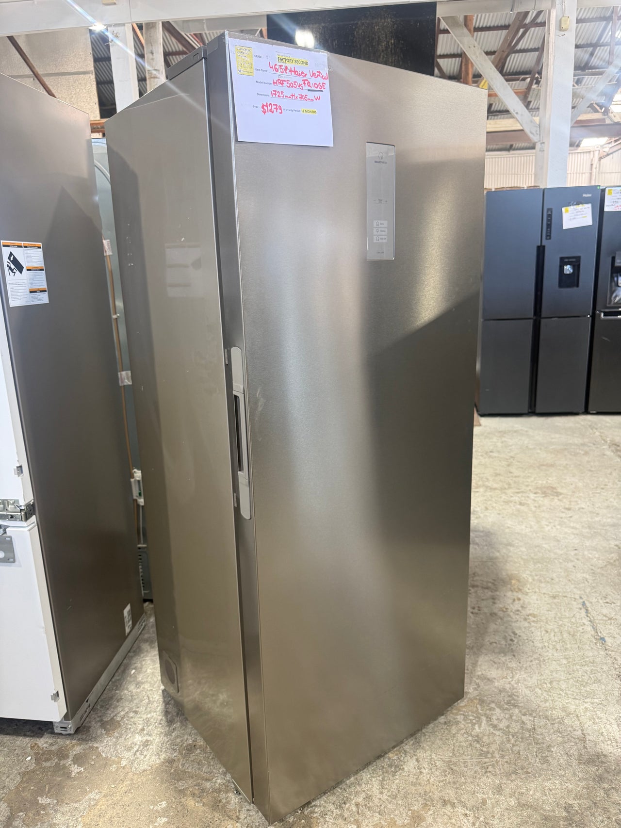 Factory second Haier 465L 600 Series Vertical Refrigerator – Satina Stainless Steel HRF505VS - Second Hand Appliances Geebung