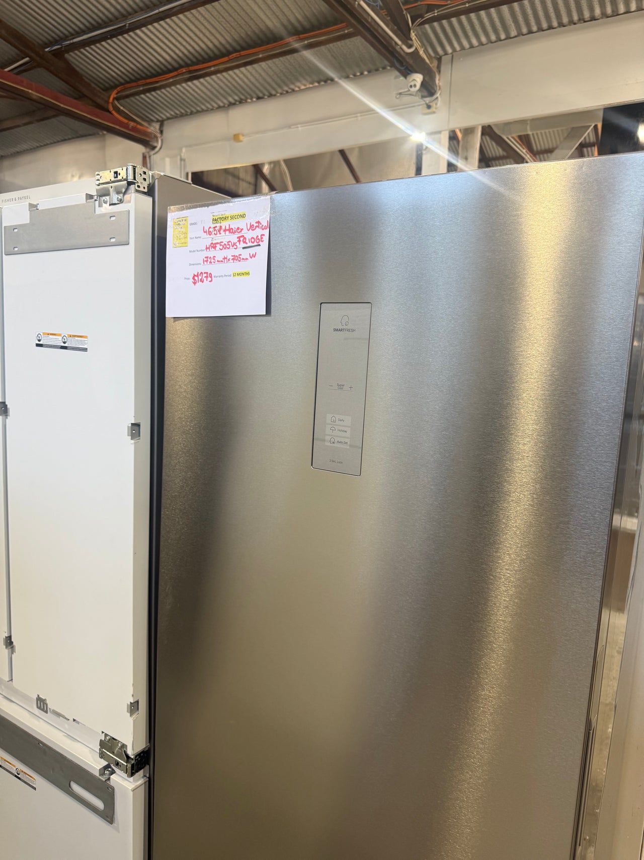 Factory second Haier 465L 600 Series Vertical Refrigerator – Satina Stainless Steel HRF505VS - Second Hand Appliances Geebung