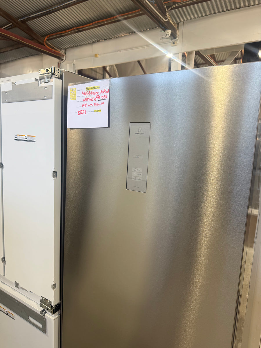 Factory second Haier 465L 600 Series Vertical Refrigerator – Satina Stainless Steel HRF505VS - Second Hand Appliances Geebung