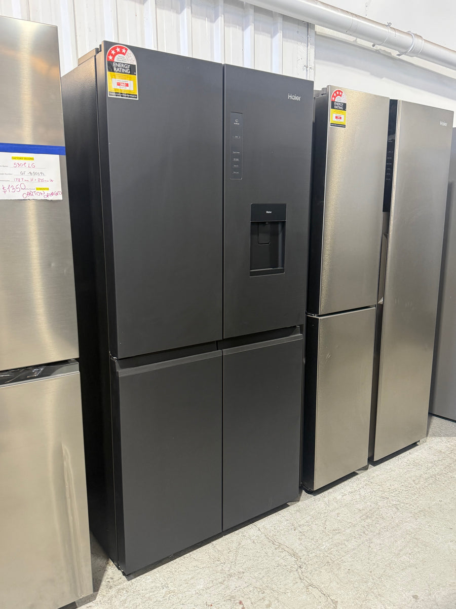 Factory second Haier 508L Quad Door Fridge Black HRF580YPC - Second Hand Appliances Geebung