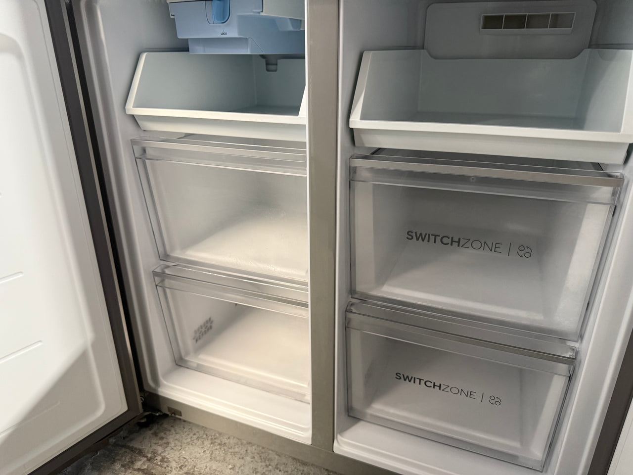 Factory second Haier 508L Quad Door Fridge with Ice & Plumbed-in Water Dispenser - Stainless Steel Model: HRF580YPS - Second Hand Appliances Geebung