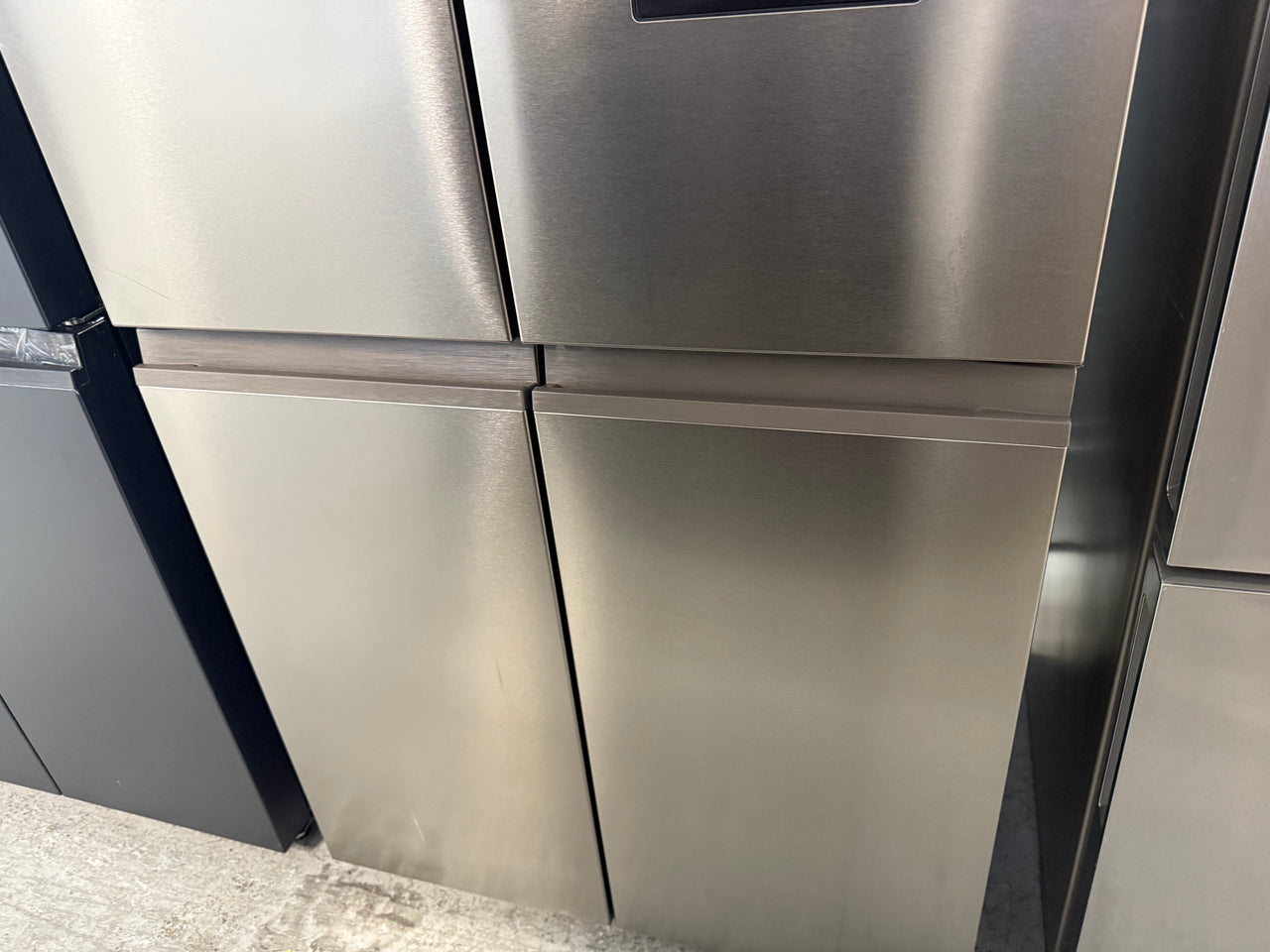Factory second Haier 508L Quad Door Fridge with Ice & Plumbed-in Water Dispenser - Stainless Steel Model: HRF580YPS - Second Hand Appliances Geebung