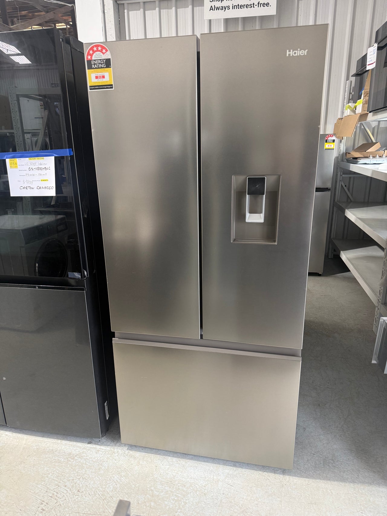 Factory second Haier 509L French Door Refrigerator with Non-Plumbed Water Dispenser  HRF510FHS - Second Hand Appliances Geebung