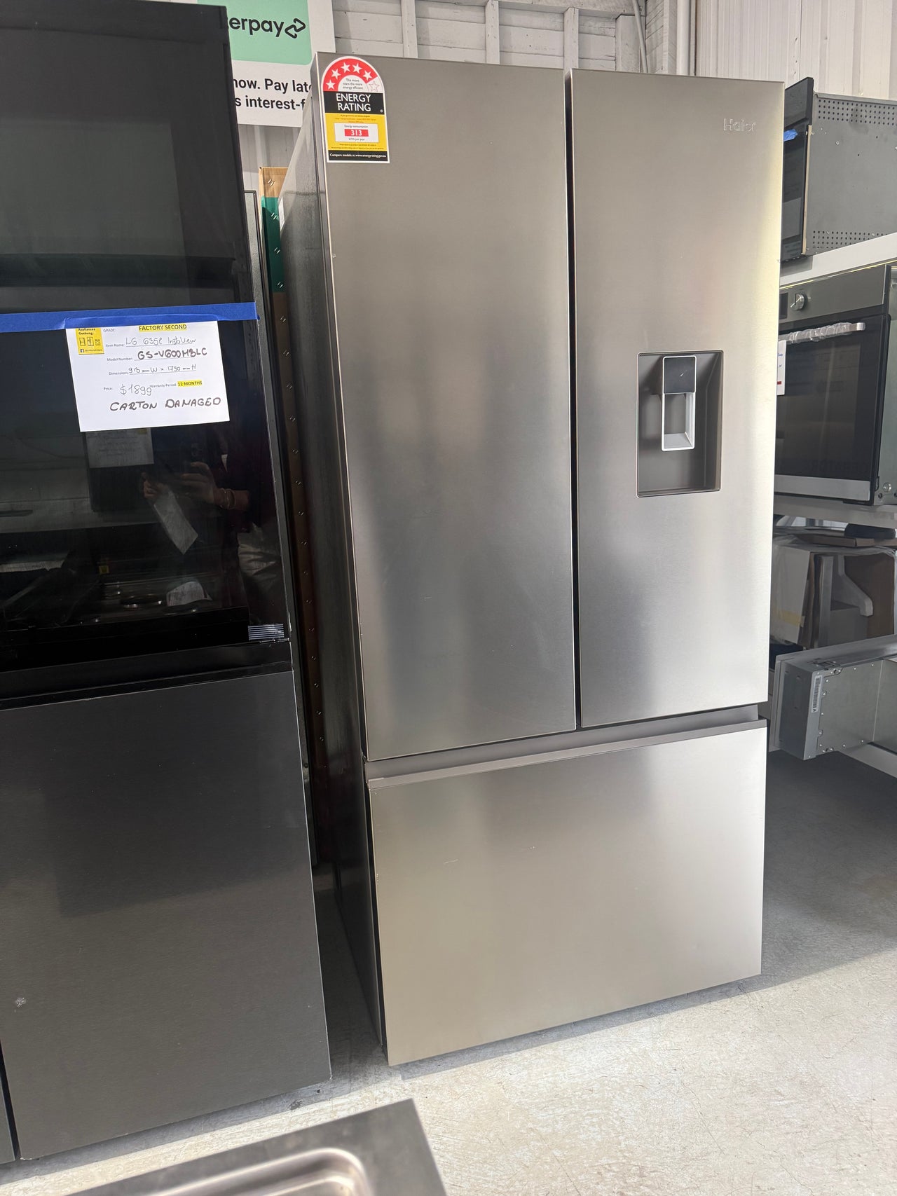Factory second Haier 509L French Door Refrigerator with Non-Plumbed Water Dispenser  HRF510FHS - Second Hand Appliances Geebung