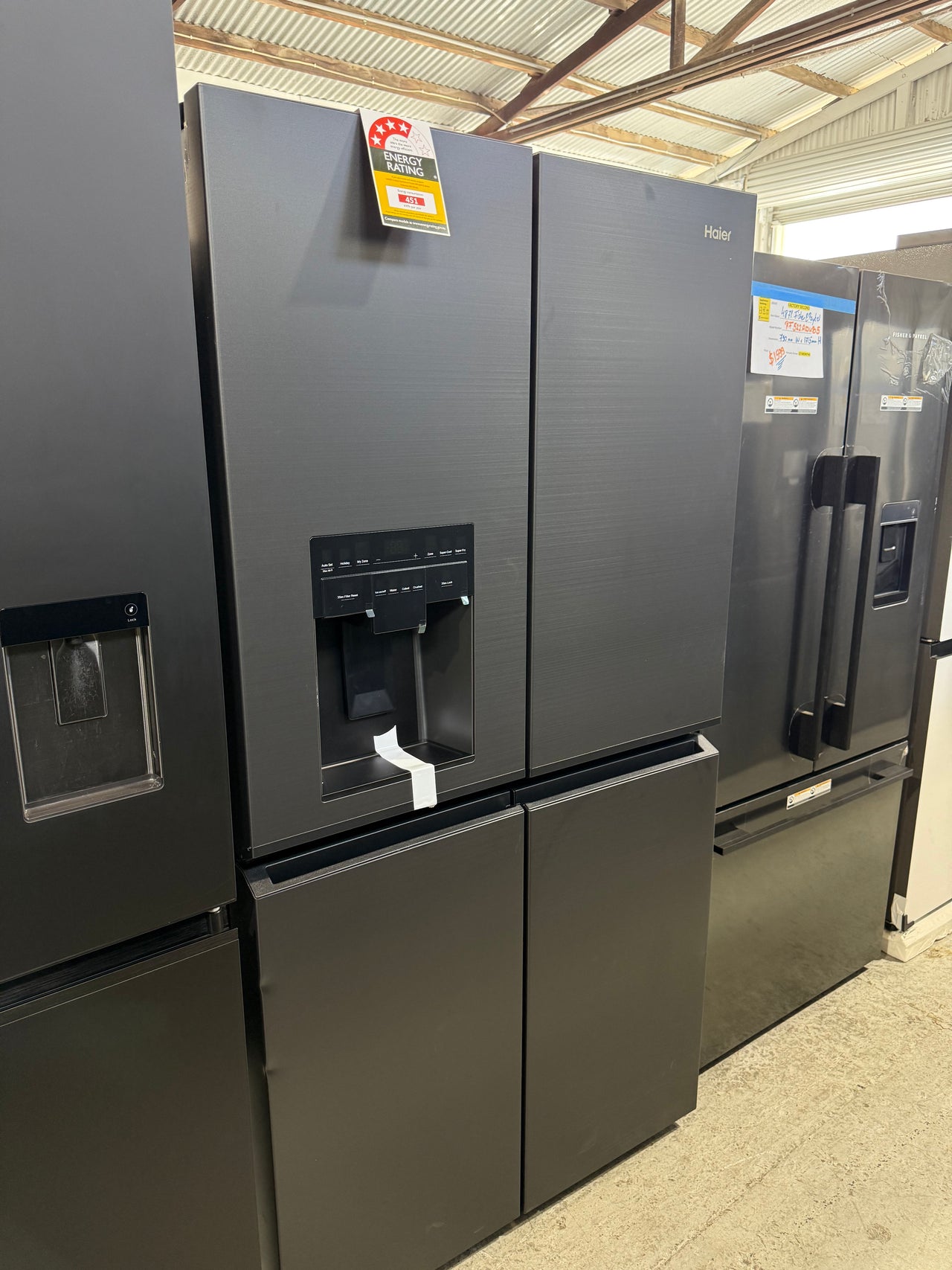 Factory second Haier 601L 600 Series Quad Door Refrigerator Freezer – Matte Black, Ice & Water  Model: HRF680YZC - Second Hand Appliances Geebung