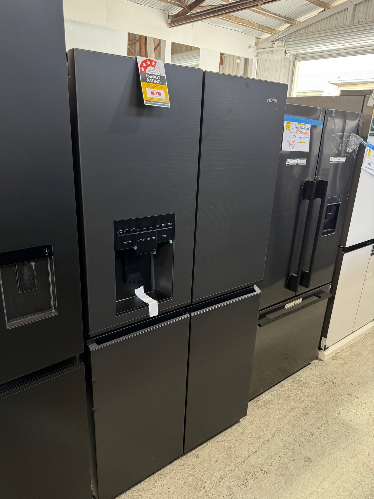 Factory second Haier 601L 600 Series Quad Door Refrigerator Freezer – Matte Black, Ice & Water  Model: HRF680YZC - Second Hand Appliances Geebung