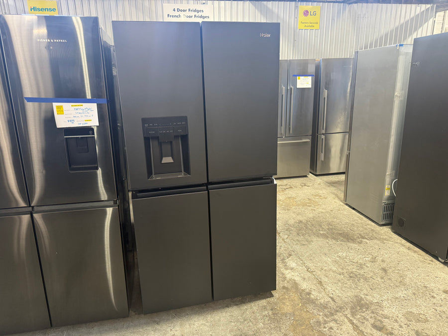 Factory second Haier 601L 600 Series Quad Door Refrigerator Freezer – Matte Black, Ice & Water  Model: HRF680YZC - Second Hand Appliances Geebung