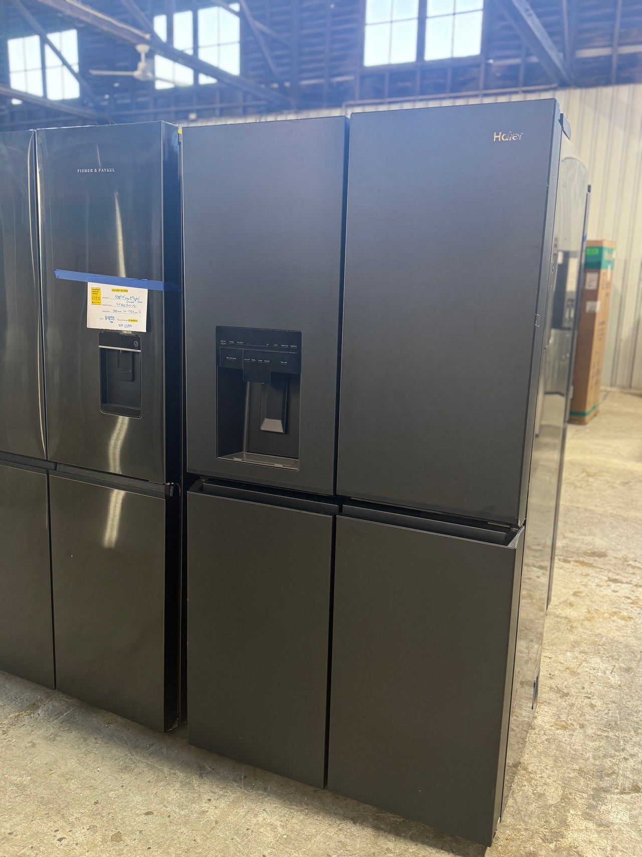 Factory second Haier 601L 600 Series Quad Door Refrigerator Freezer – Matte Black, Ice & Water  Model: HRF680YZC - Second Hand Appliances Geebung