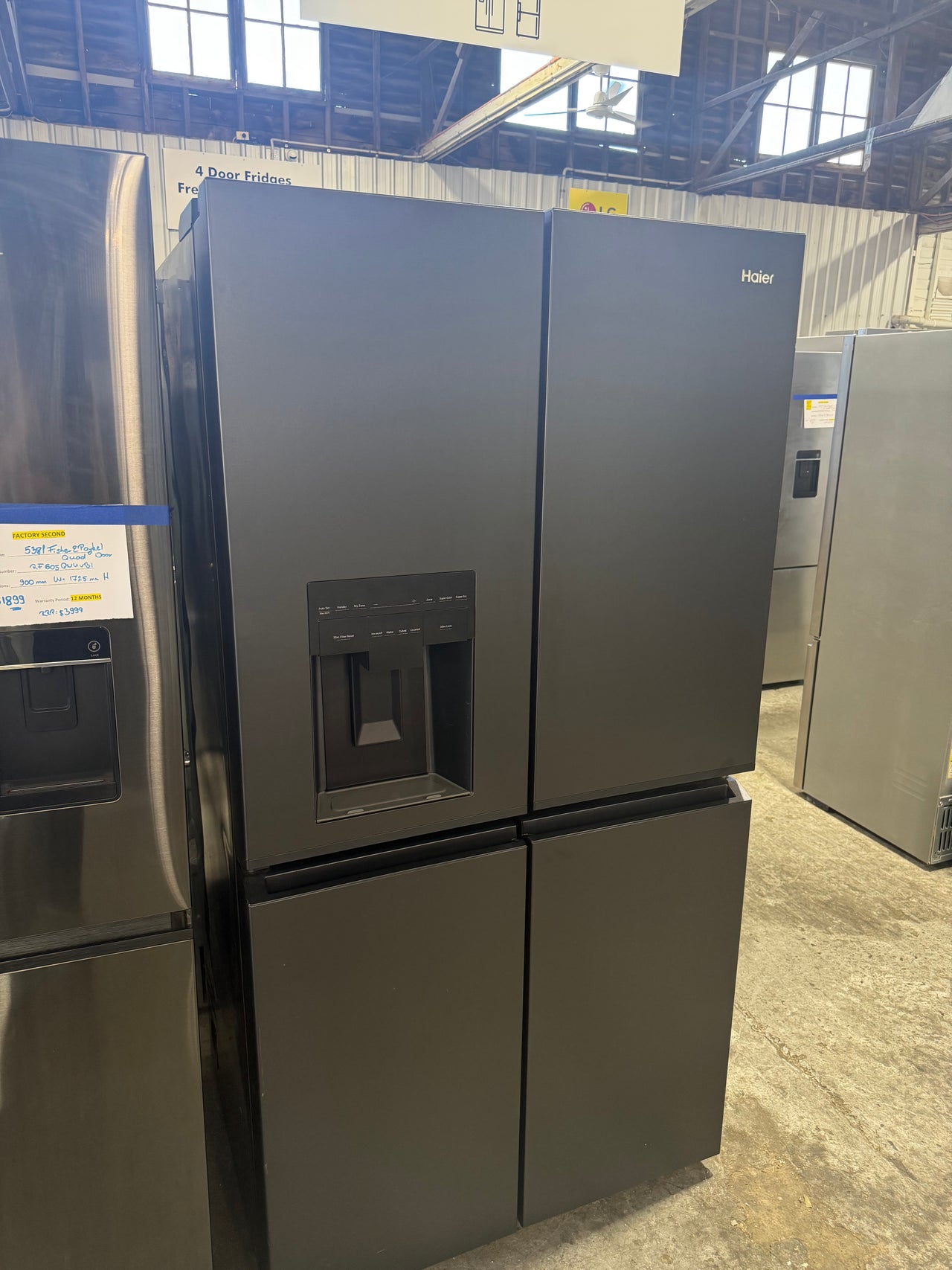 Factory second Haier 601L 600 Series Quad Door Refrigerator Freezer – Matte Black, Ice & Water  Model: HRF680YZC - Second Hand Appliances Geebung