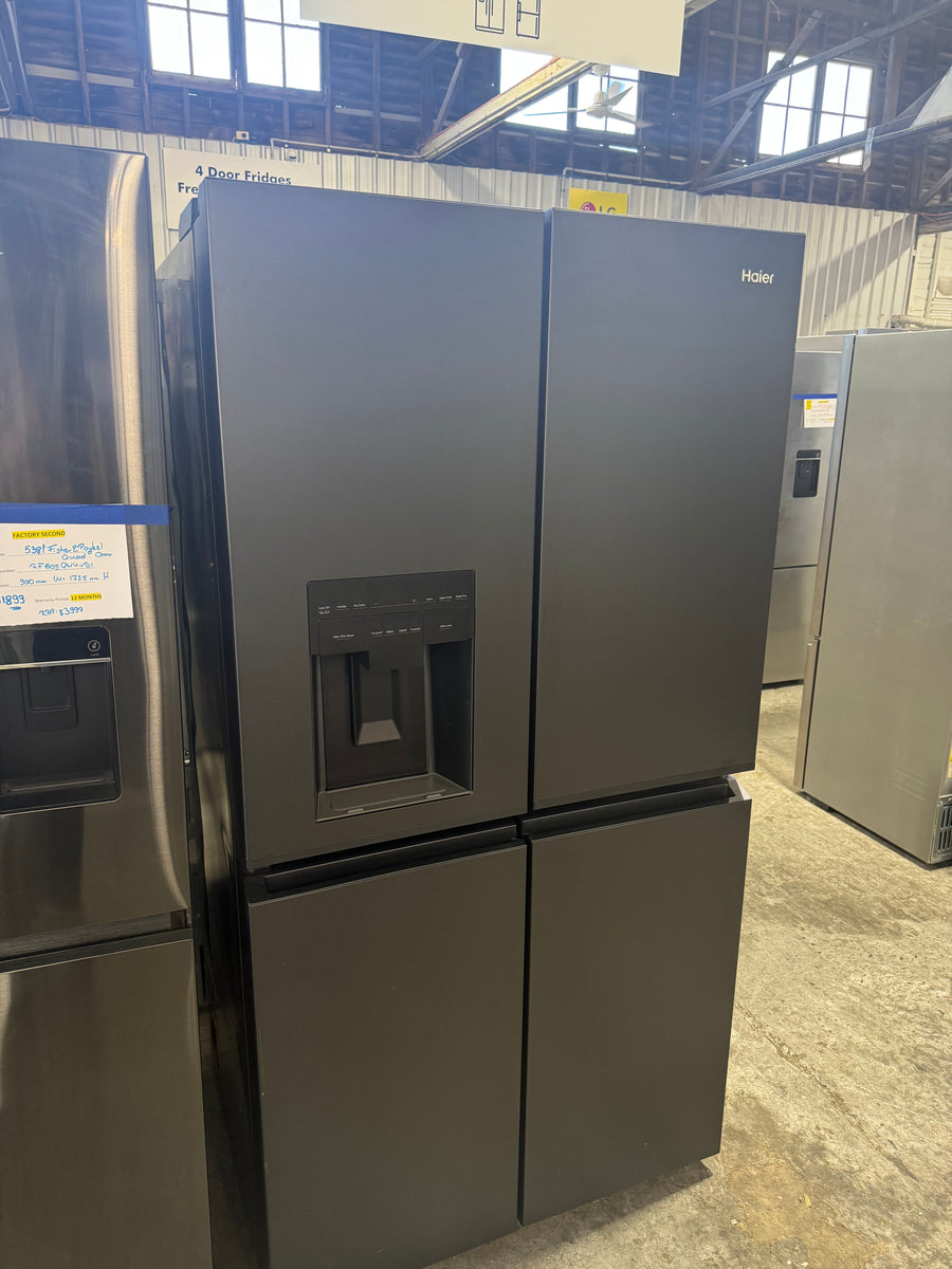 Factory second Haier 601L 600 Series Quad Door Refrigerator Freezer – Matte Black, Ice & Water  Model: HRF680YZC - Second Hand Appliances Geebung