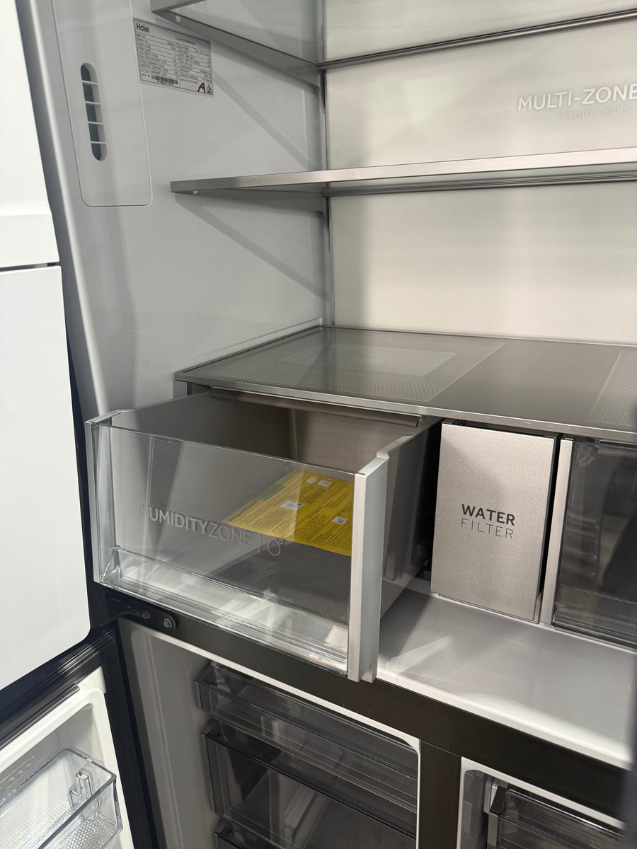 Factory second Haier 601L 600 Series Quad Door Refrigerator Freezer – Matte Black, Ice & Water  Model: HRF680YZC - Second Hand Appliances Geebung