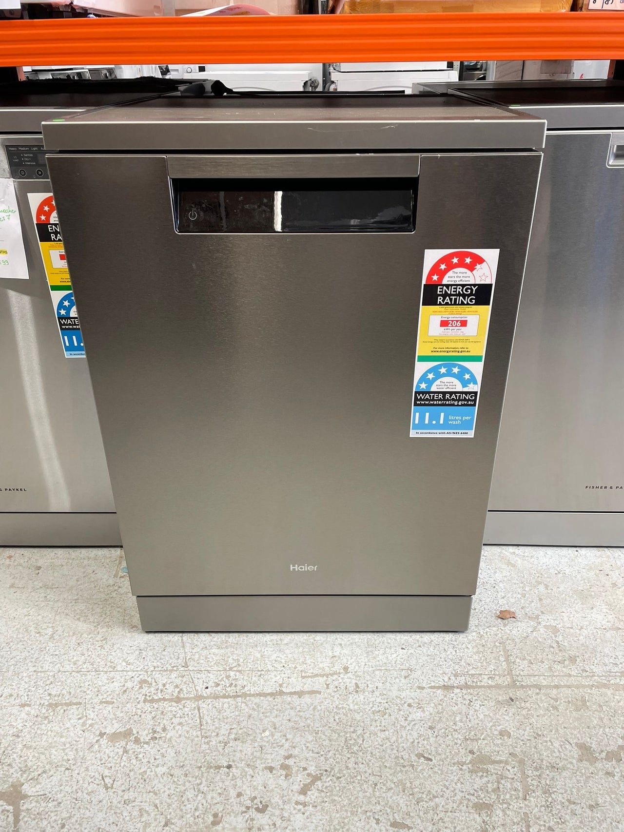 Factory second Haier 60cm Freestanding Dishwasher with Steam – Satina Finish HDW15F3S1 - Second Hand Appliances Geebung