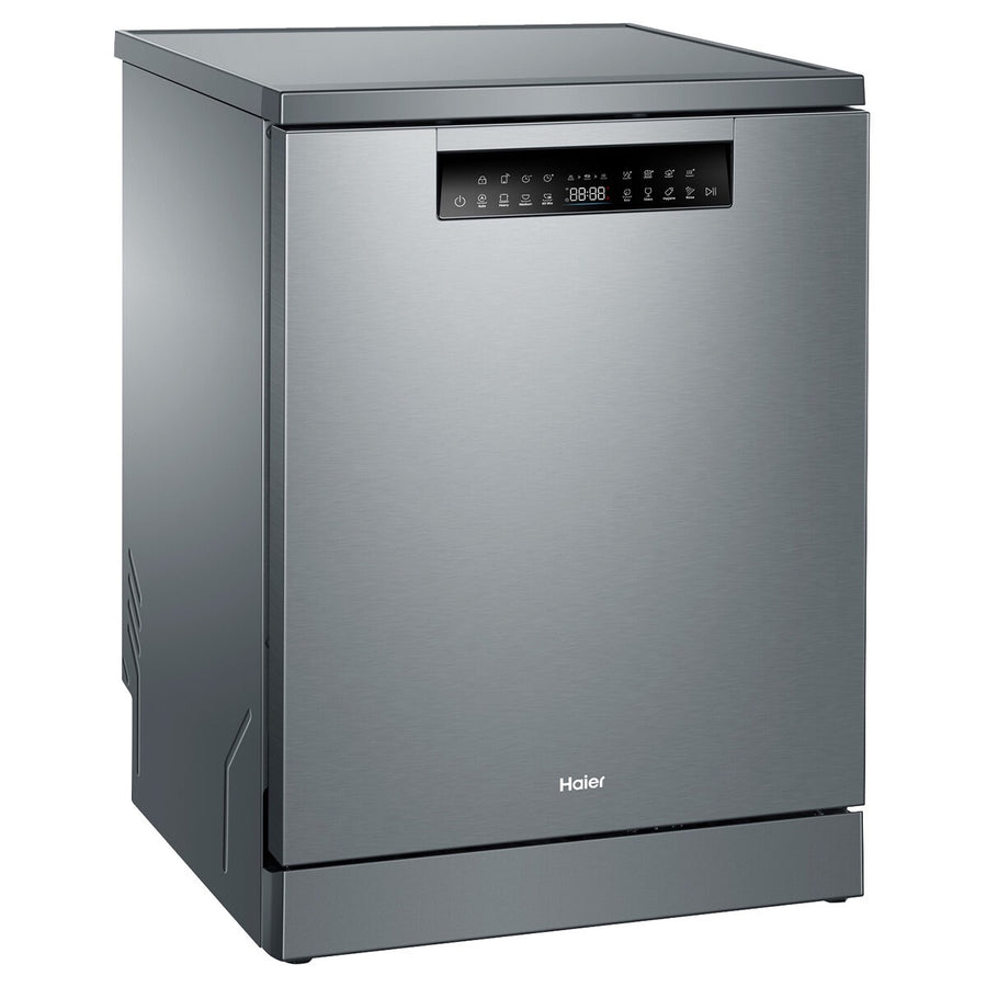 Factory second Haier 60cm Freestanding Dishwasher with Steam – Satina Finish HDW15F3S1 - Second Hand Appliances Geebung
