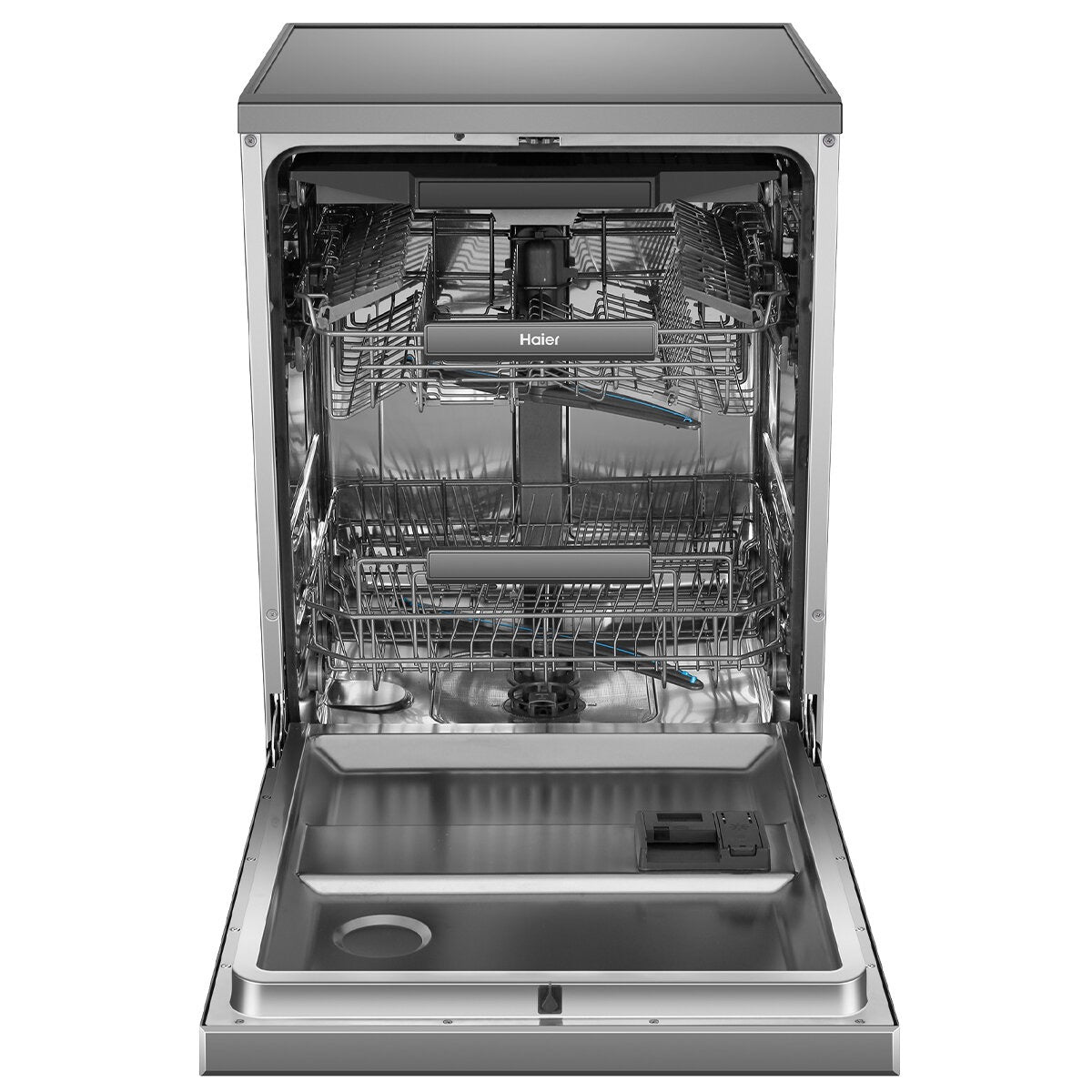 Factory second Haier 60cm Freestanding Dishwasher with Steam – Satina Finish HDW15F3S1 - Second Hand Appliances Geebung