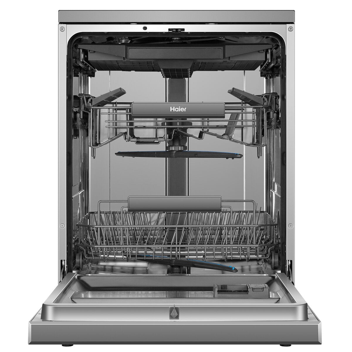 Factory second Haier 60cm Freestanding Dishwasher with Steam – Satina Finish HDW15F3S1 - Second Hand Appliances Geebung