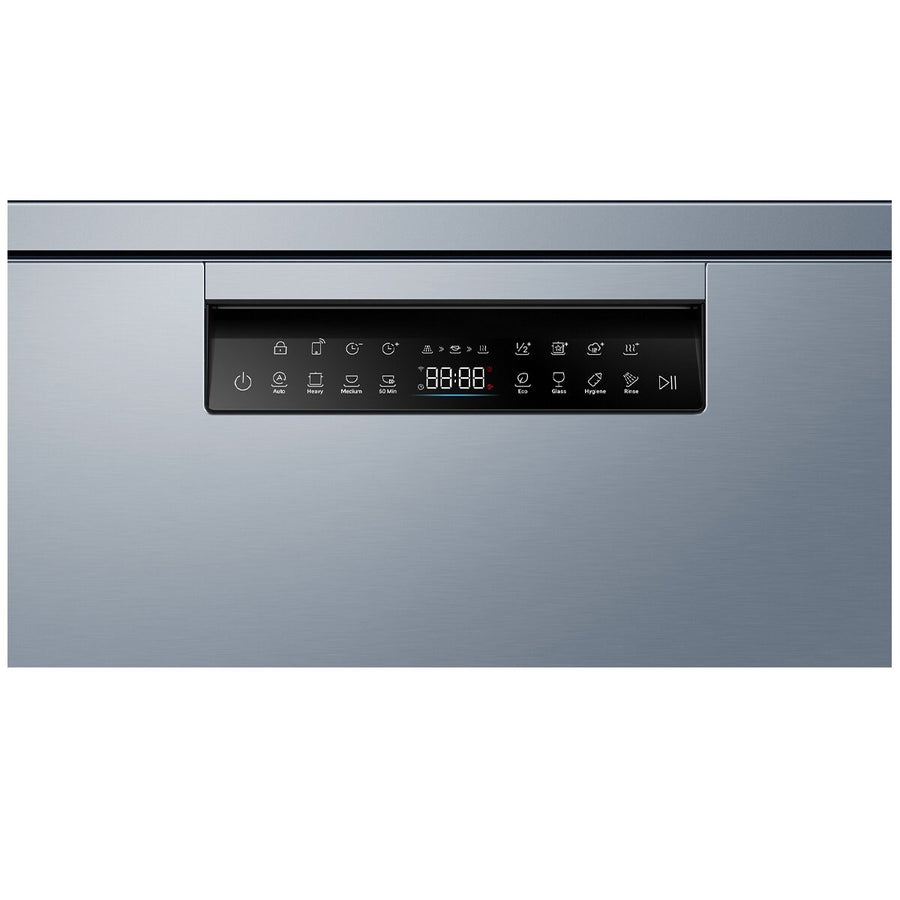 Factory second Haier 60cm Freestanding Dishwasher with Steam – Satina Finish HDW15F3S1 - Second Hand Appliances Geebung