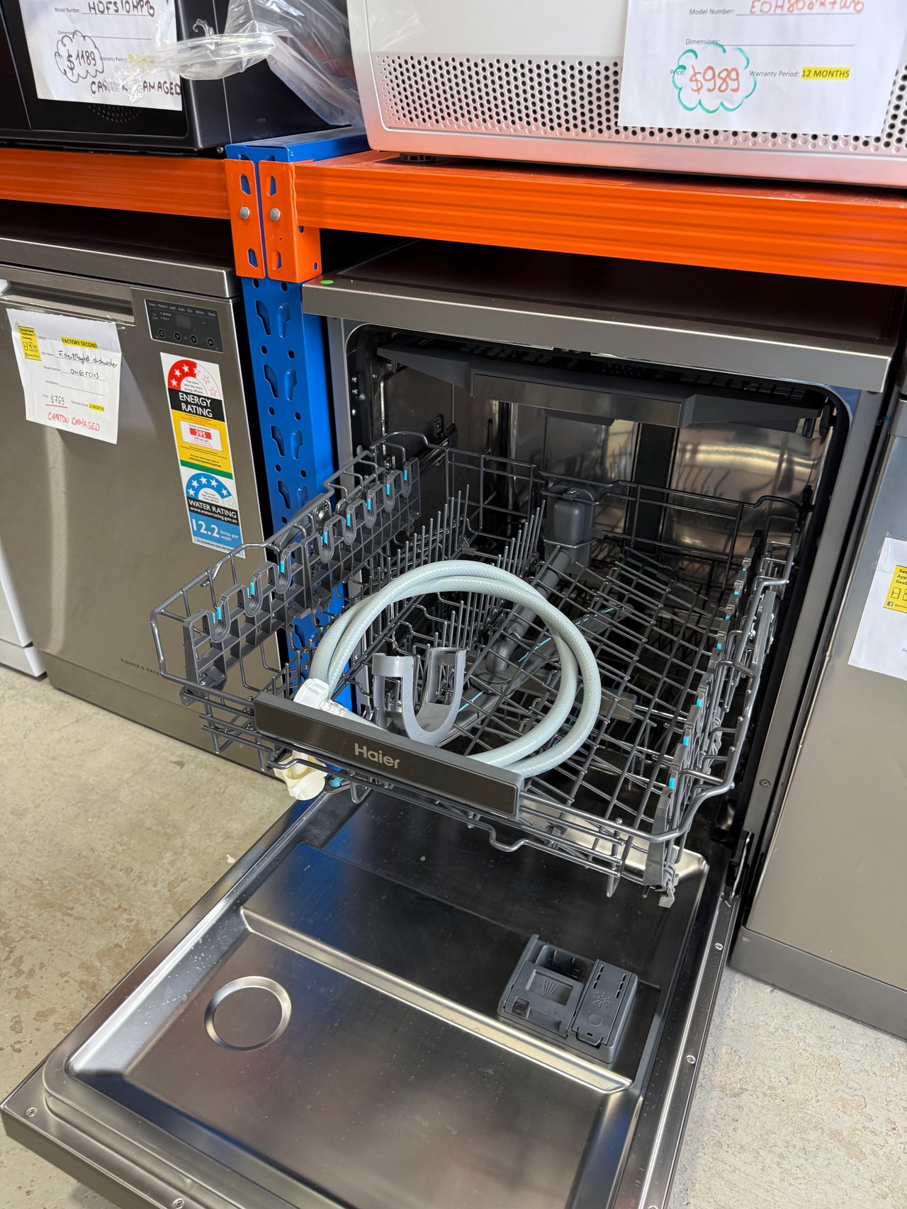 Factory second Haier 60cm Freestanding Dishwasher with Steam – Satina Finish HDW15F3S1 - Second Hand Appliances Geebung