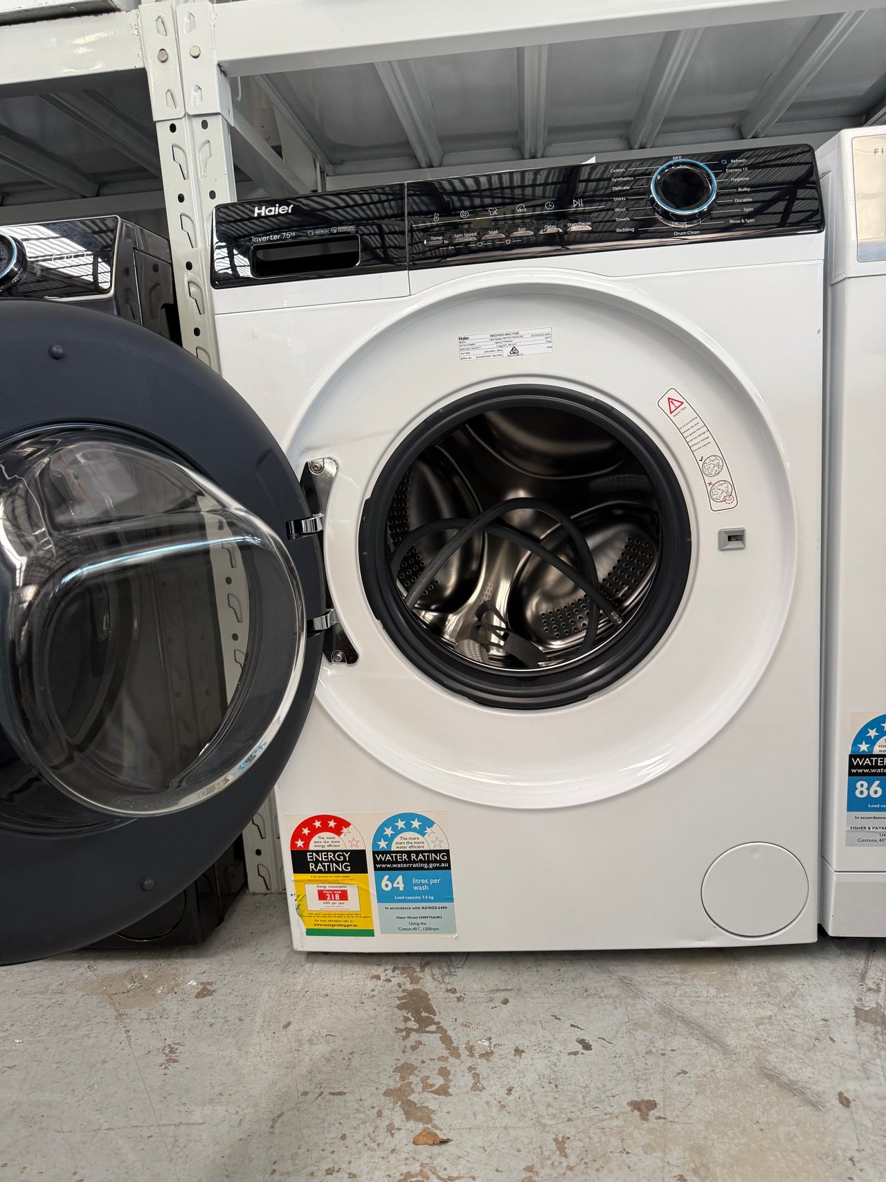 Factory second Haier 7.5kg Front Load Washer Model:HWF75AW3 - Second Hand Appliances Geebung