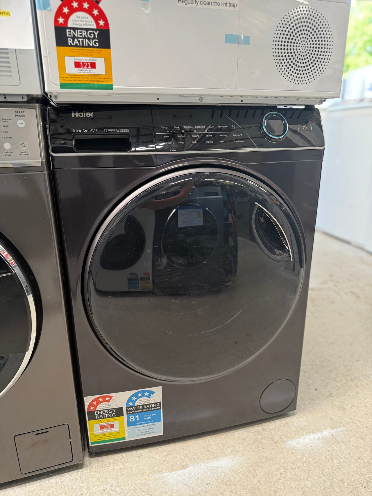 Factory second Haier 9.5kg Front Load Washing Machine with WiFi Compatibility - Black HWF95ANB1 - Second Hand Appliances Geebung