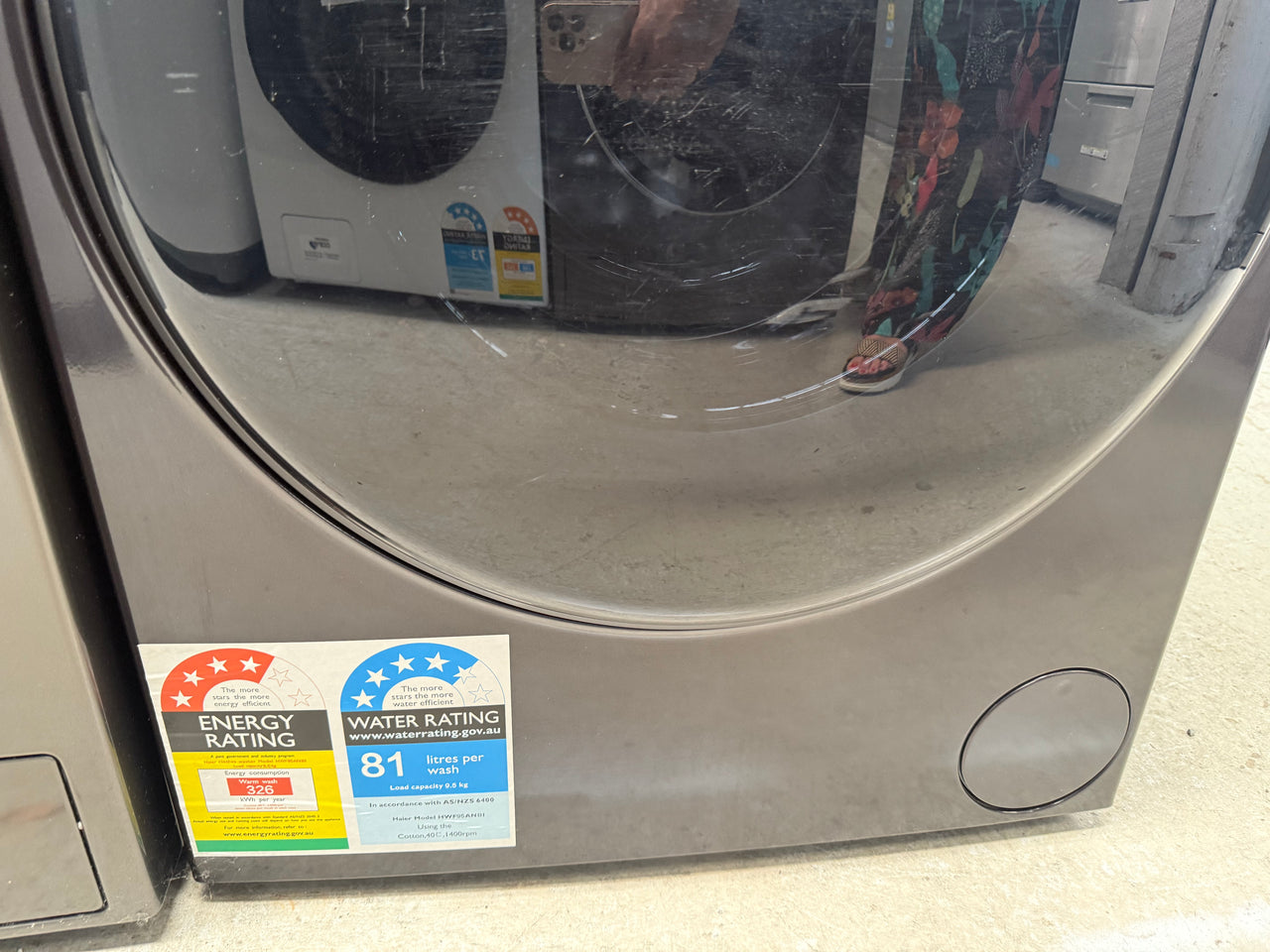 Factory second Haier 9.5kg Front Load Washing Machine with WiFi Compatibility - Black HWF95ANB1 - Second Hand Appliances Geebung
