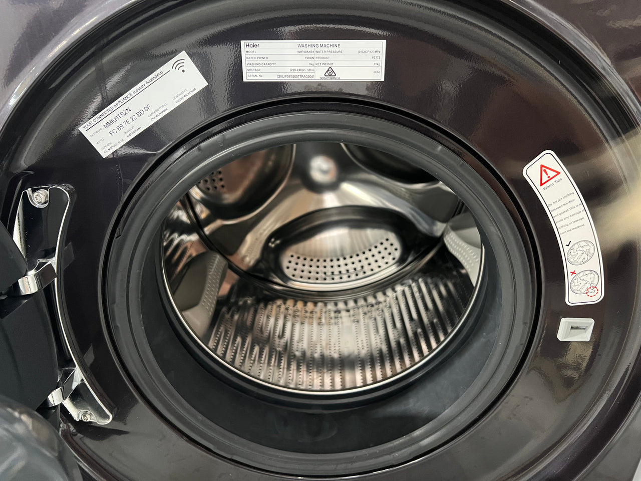 Factory second Haier 9kg Front Load Washing Machine with UV Protect Dark Grey HWF90ANB1 - Second Hand Appliances Geebung