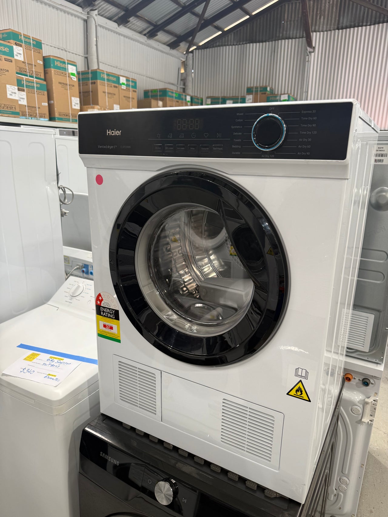 Factory second Haier HDV60AWW1 6kg sensor vented dryer - Second Hand Appliances Geebung