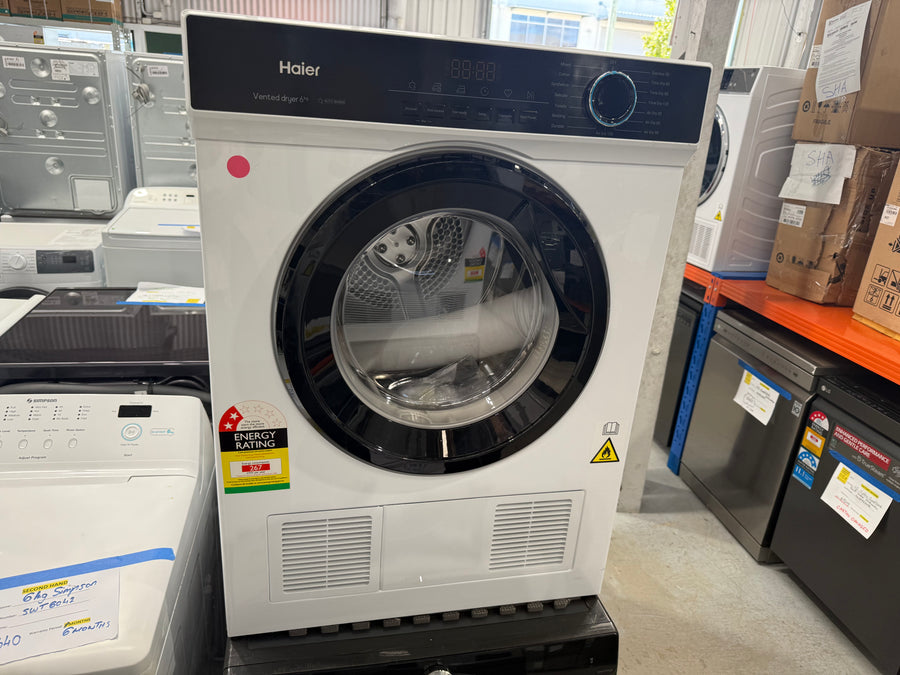 Factory second Haier HDV60AWW1 6kg sensor vented dryer - Second Hand Appliances Geebung