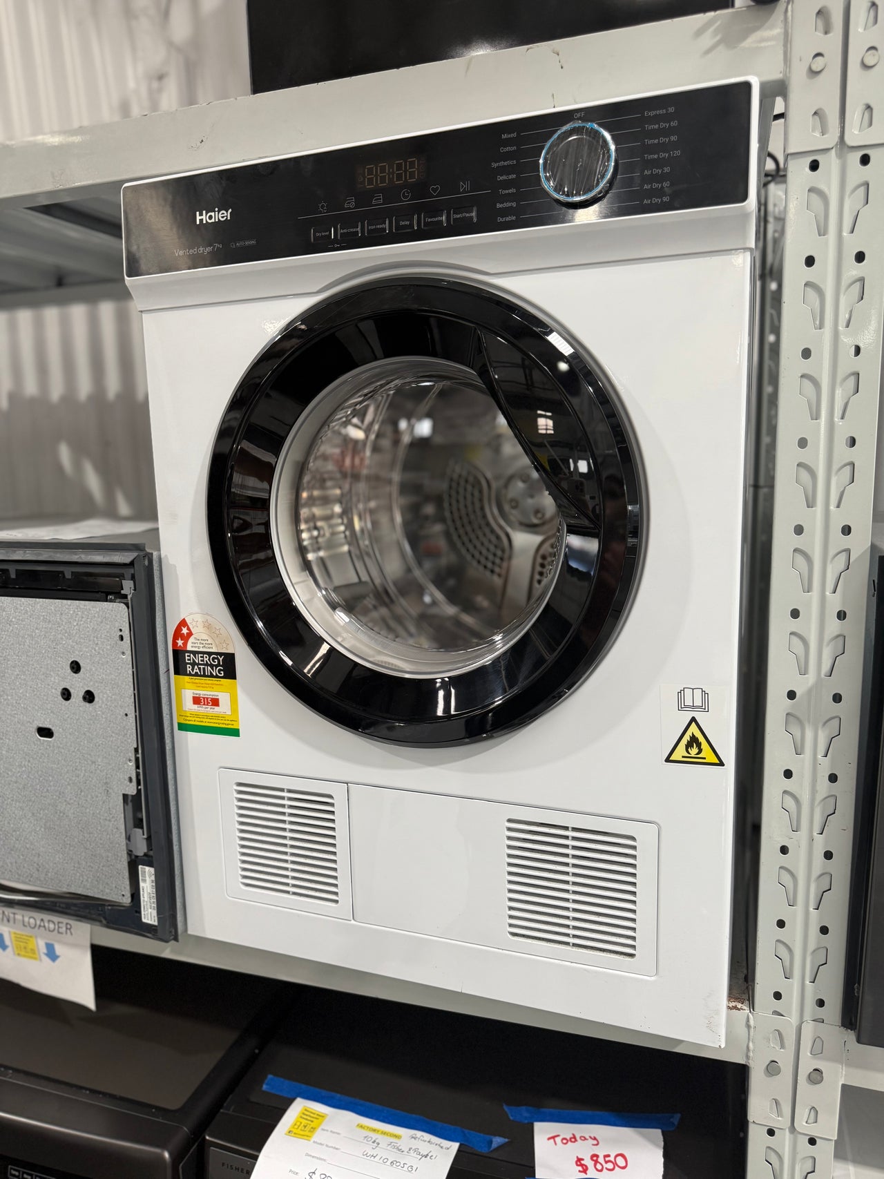 Factory second Haier HDV70AWW1 7 kg sensor vented dryer - Second Hand Appliances Geebung