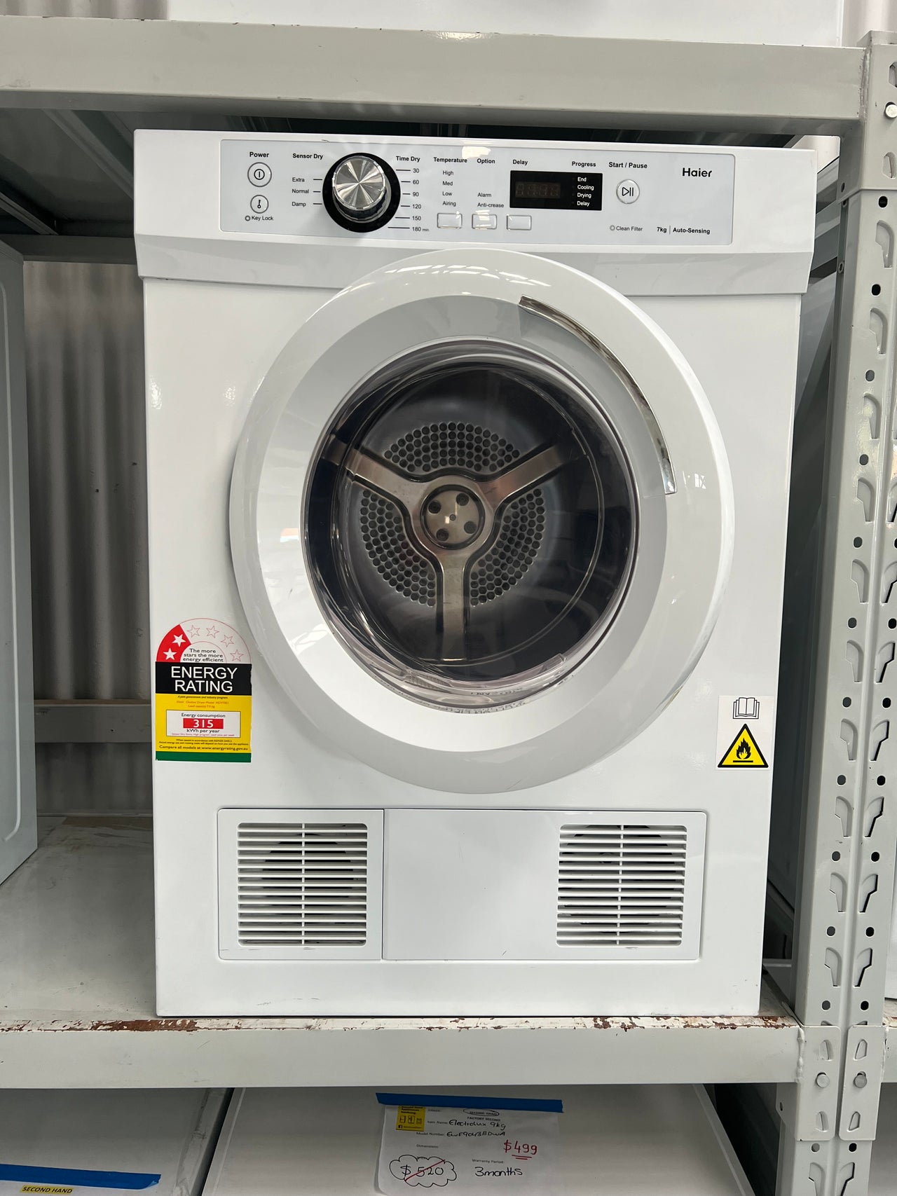 Factory second Haier HDV70E1 7kg Sensor Vented Dryer - Second Hand Appliances Geebung