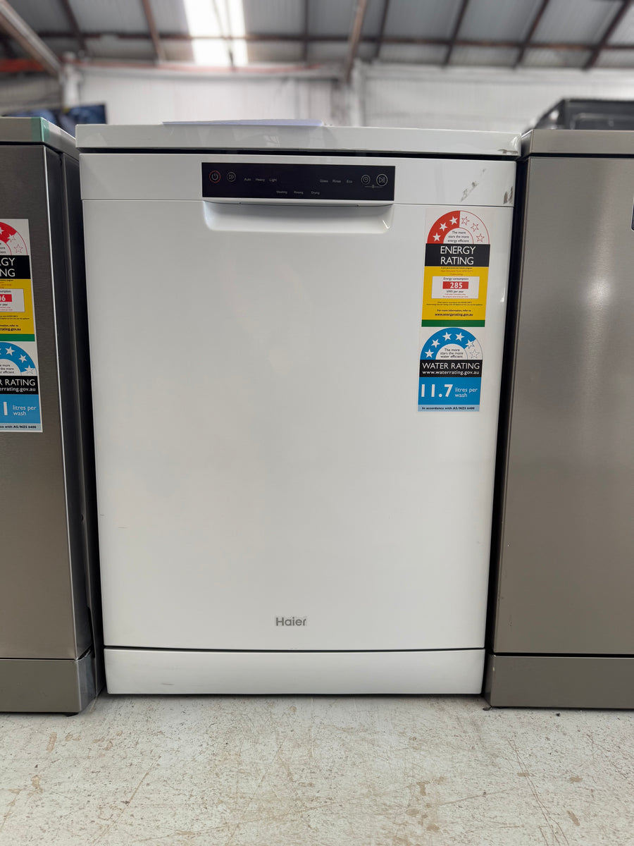 Factory second Haier HDW13V1W1 freestanding dishwasher - Second Hand Appliances Geebung