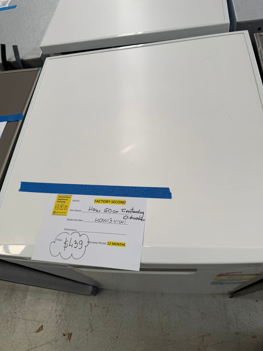 Factory second Haier HDW13V1W1 freestanding dishwasher - Second Hand Appliances Geebung