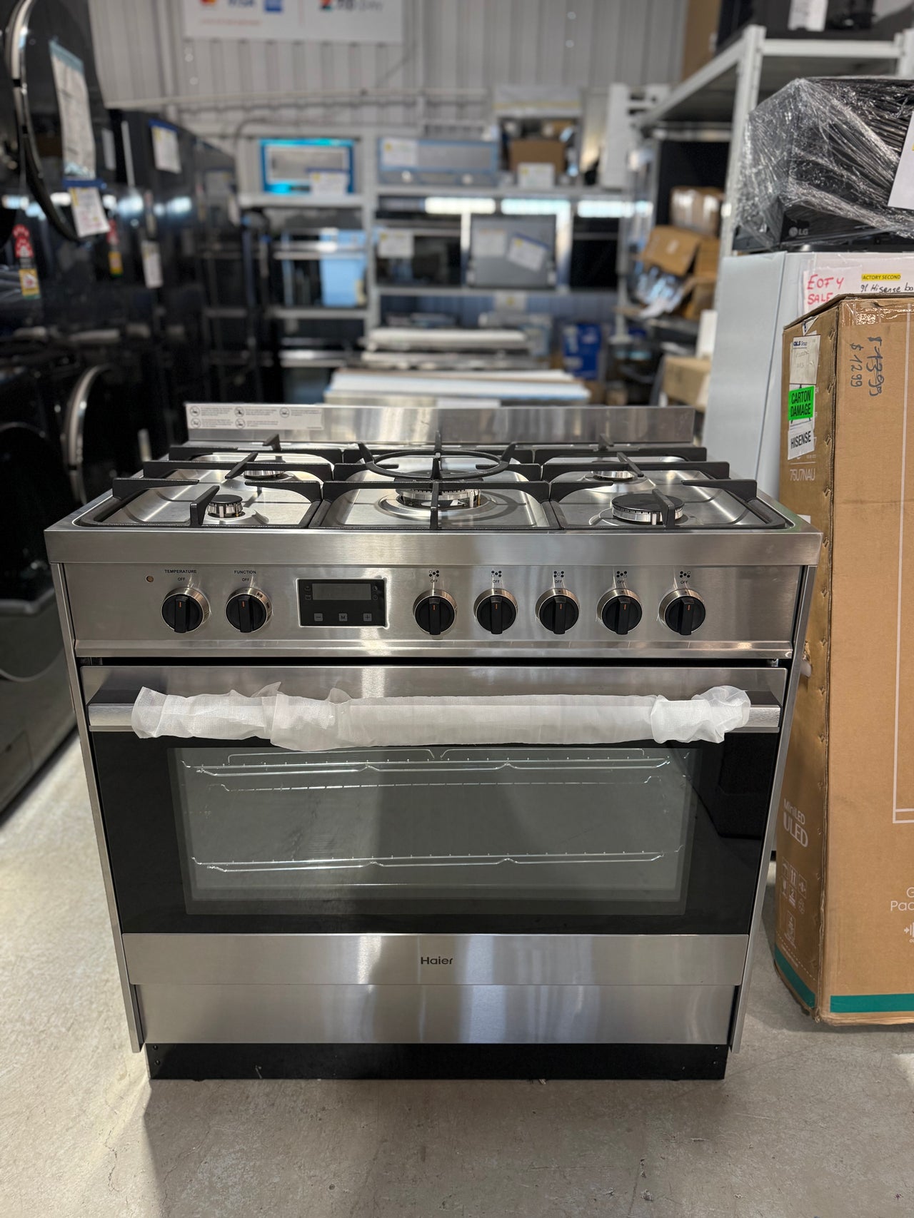 Factory second Haier HOR90S9MSX1 90cm Freestanding Dual Fuel Cooker – Stainless Steel - Second Hand Appliances Geebung