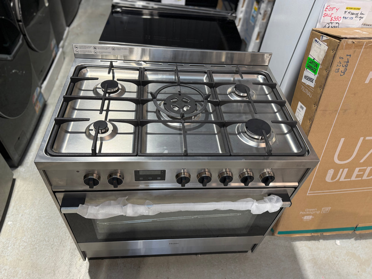 Factory second Haier HOR90S9MSX1 90cm Freestanding Dual Fuel Cooker – Stainless Steel - Second Hand Appliances Geebung