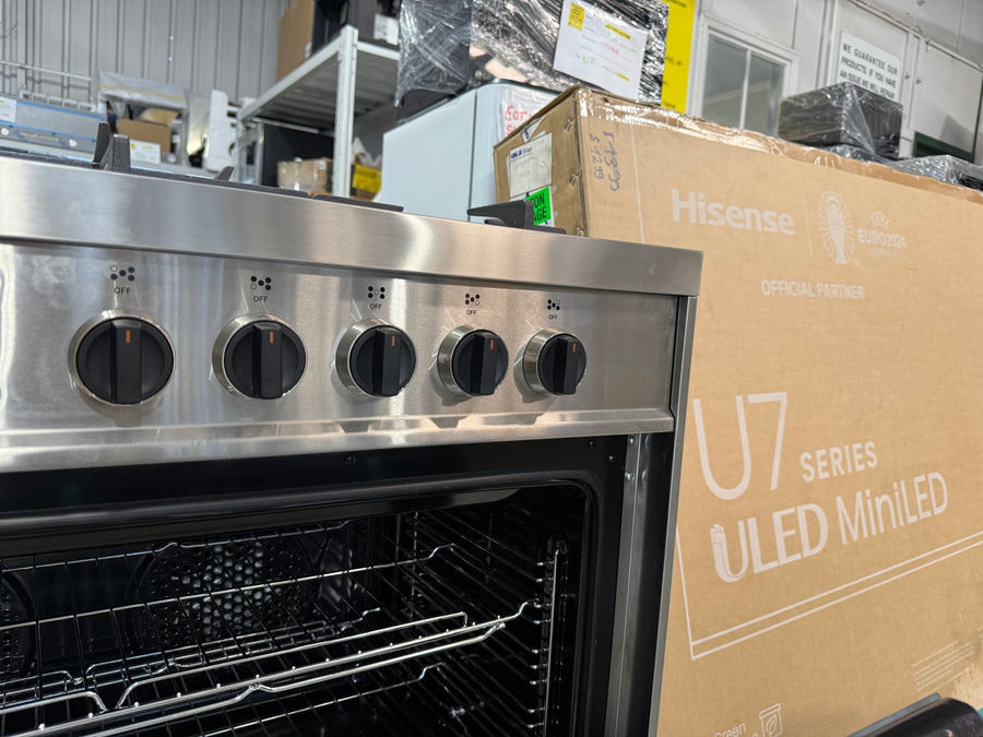 Factory second Haier HOR90S9MSX1 90cm Freestanding Dual Fuel Cooker – Stainless Steel - Second Hand Appliances Geebung