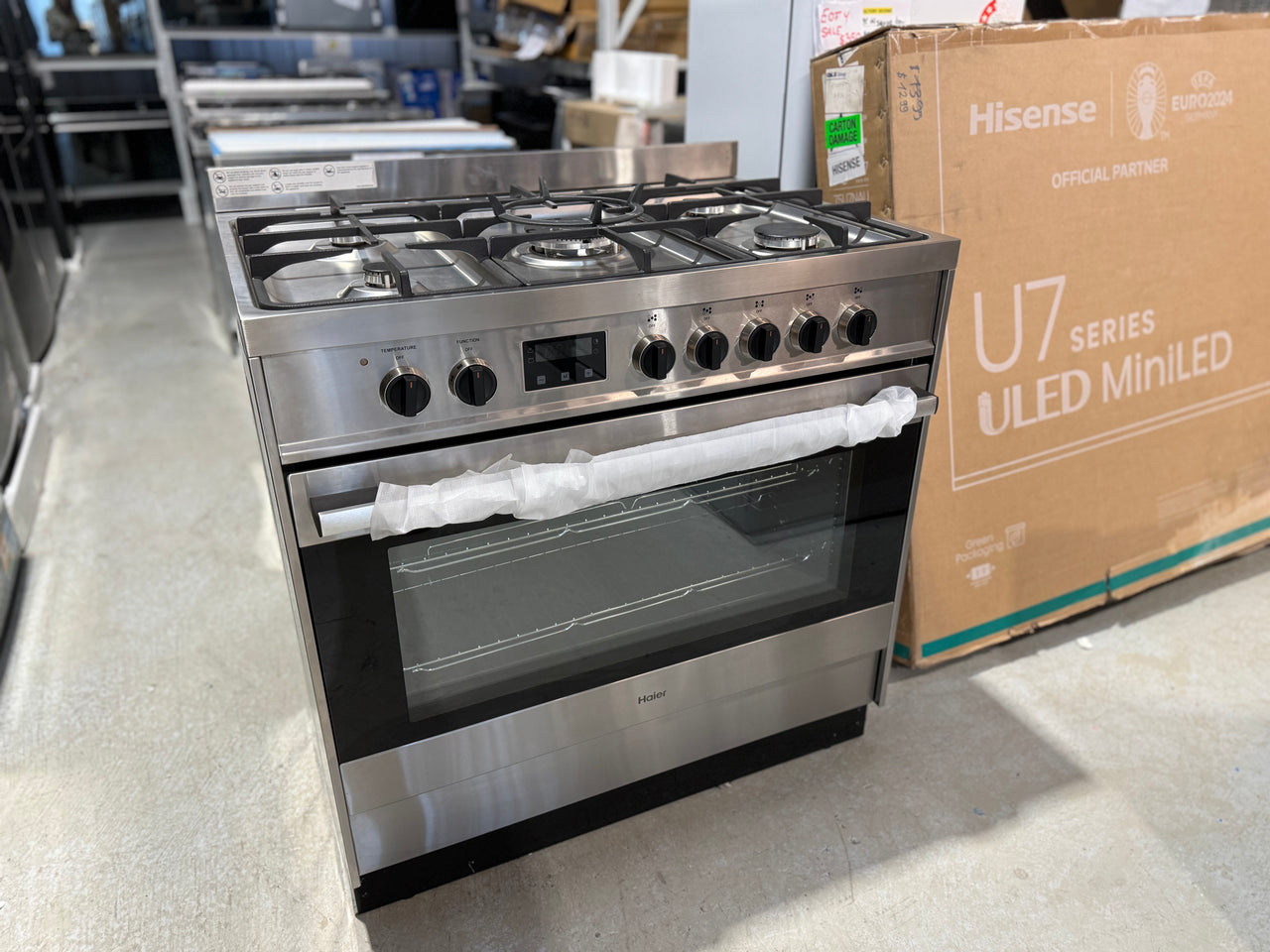 Factory second Haier HOR90S9MSX1 90cm Freestanding Dual Fuel Cooker – Stainless Steel - Second Hand Appliances Geebung