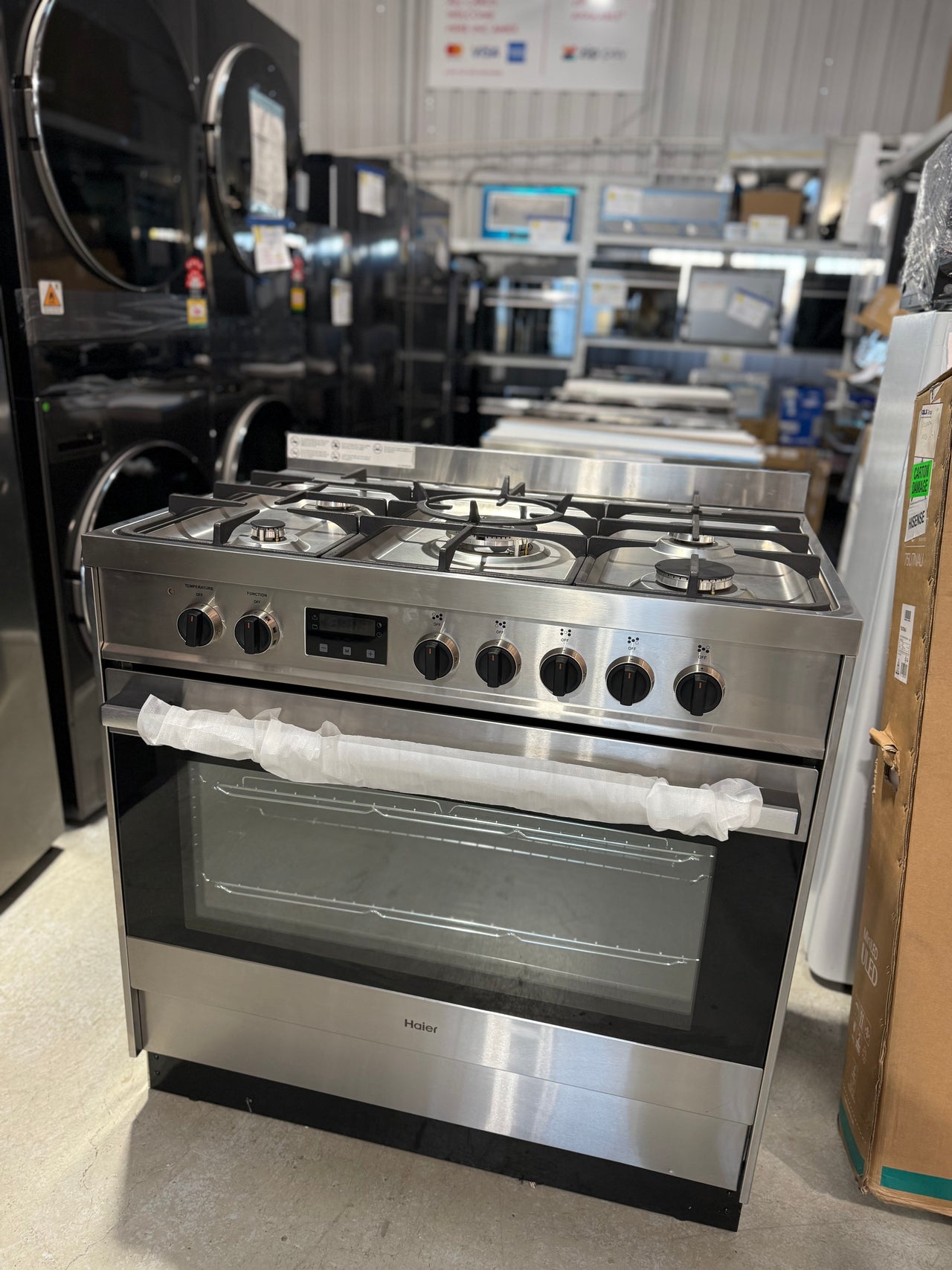 Factory second Haier HOR90S9MSX1 90cm Freestanding Dual Fuel Cooker – Stainless Steel - Second Hand Appliances Geebung