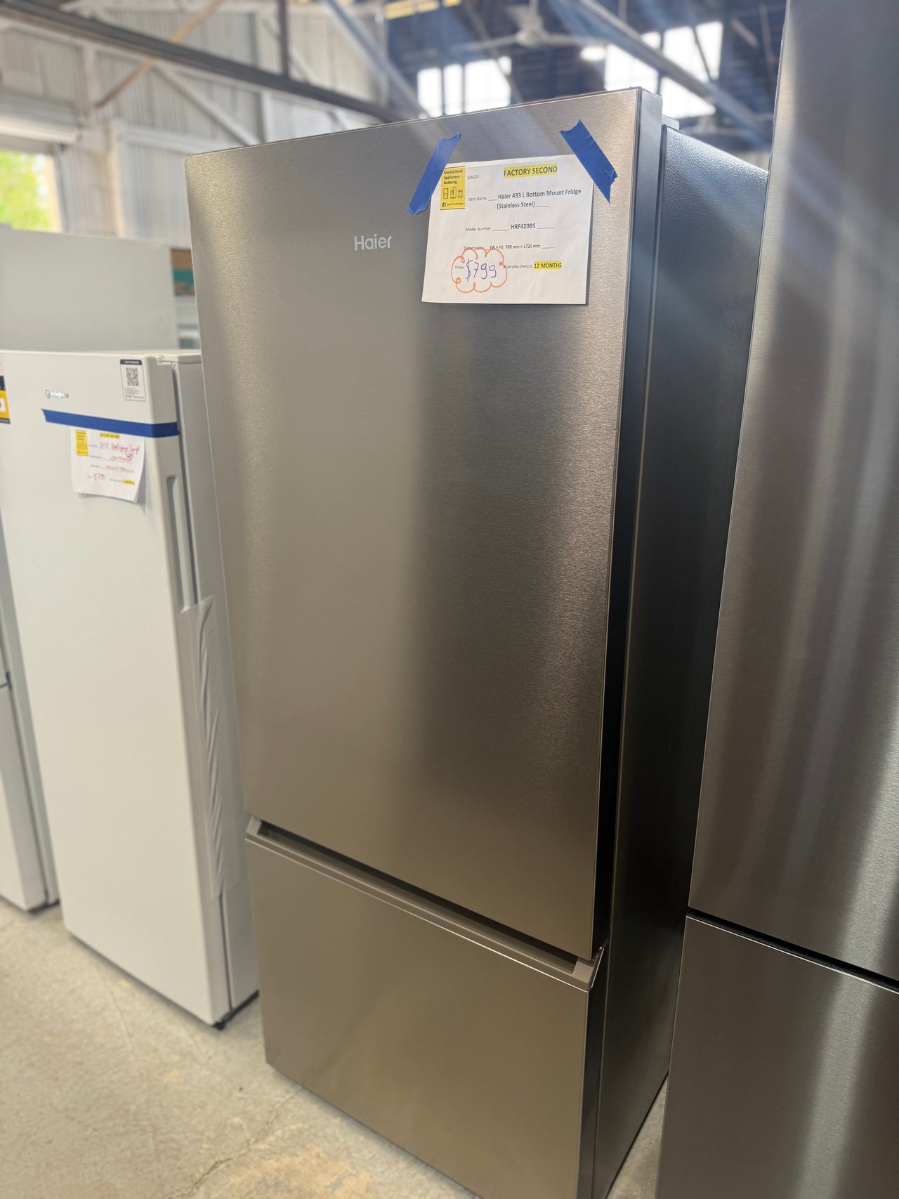 Buy Factory second Haier HRF420BS 433 L Bottom-Mount Refrigerator – Satina Finish |  | [product_variant] | Second Hand Appliances Geebung Brisbane