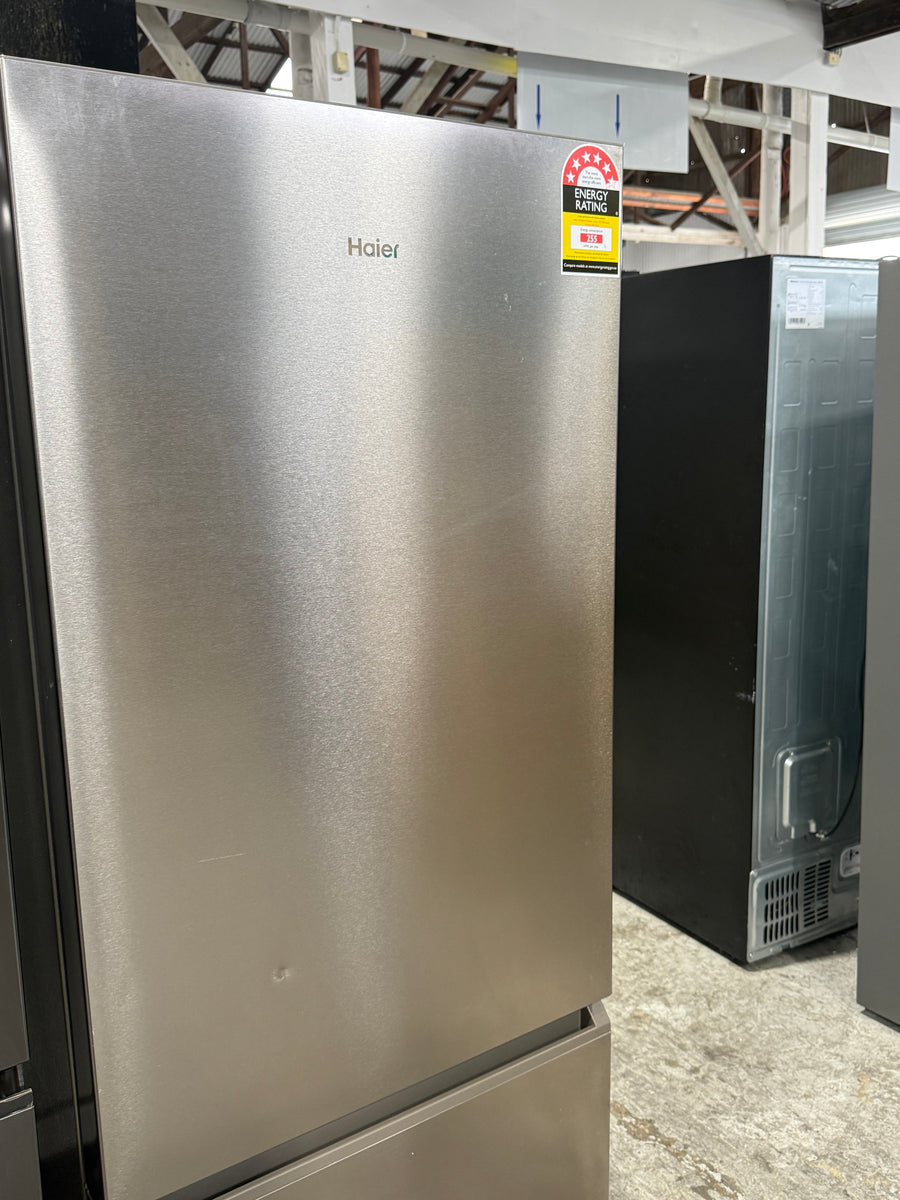 Factory second Haier HRF420BS 433 L Bottom-Mount Refrigerator – Satina Finish - Second Hand Appliances Geebung