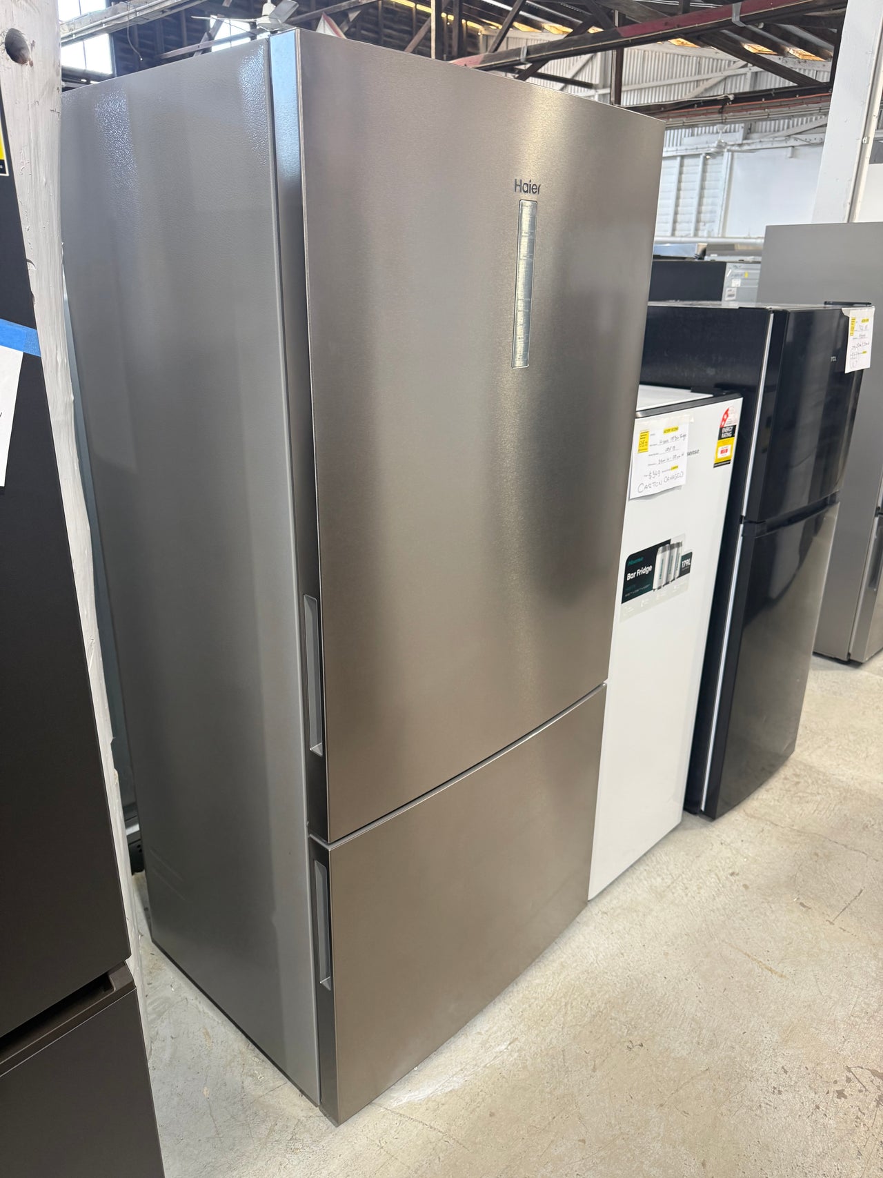 Factory second Haier HRF520BS 493 L Bottom-Mount Refrigerator — Satina Finish - Second Hand Appliances Geebung