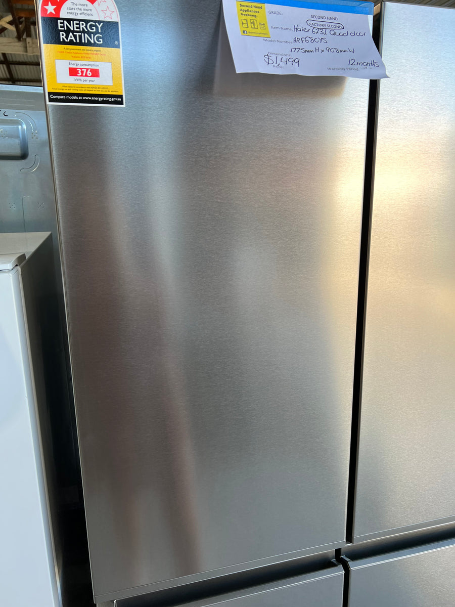 Factory second Haier 623L Quad Door HRF680YS/4.5 star energy - Second Hand Appliances Geebung