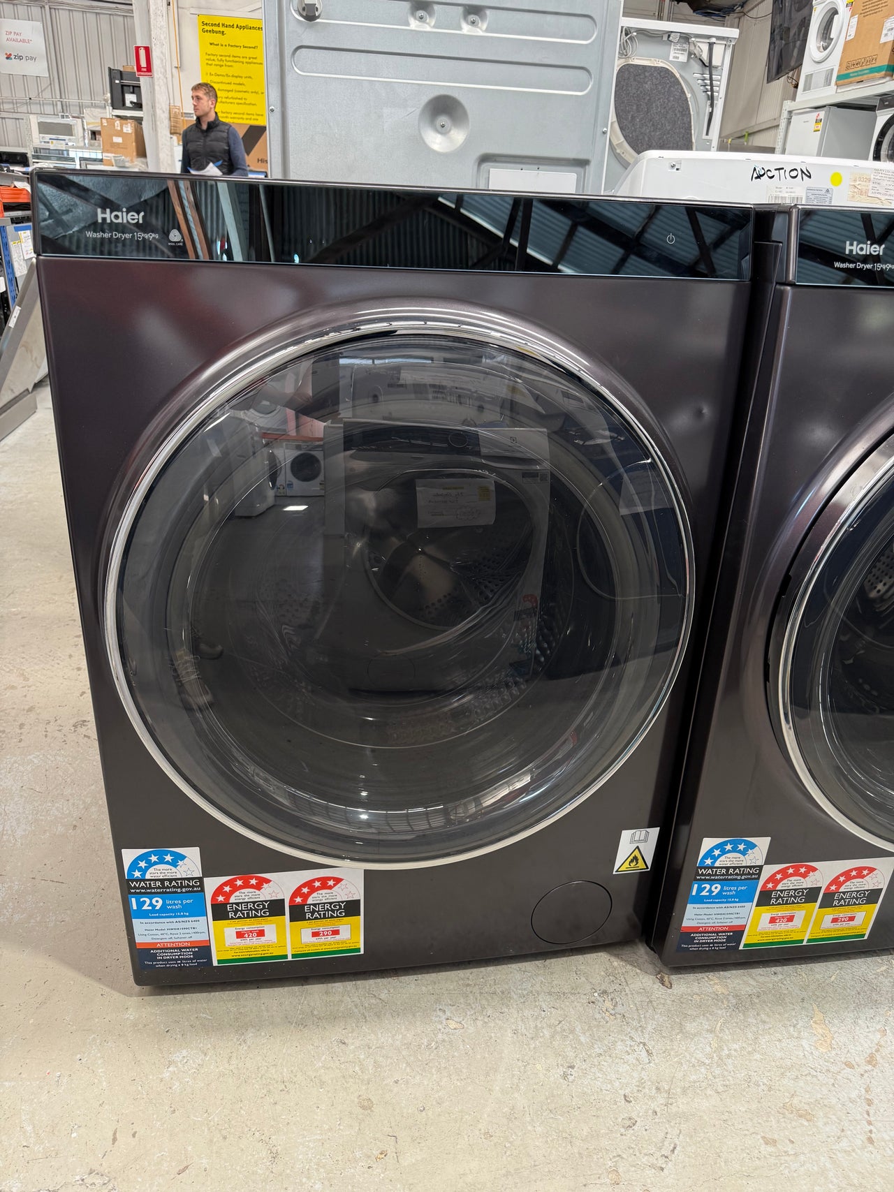 Factory second Haier HWDX1590CTB1 premium 2-in-1 front load washer dryer - Second Hand Appliances Geebung