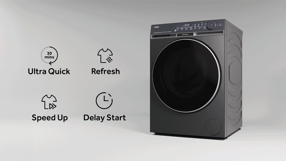 Factory second Haier HWF12DB1 12kg Front Load Washing Machine (NAT) - Second Hand Appliances Geebung